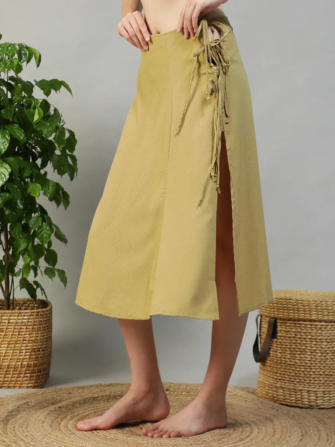 Khaki Beachwear Skirt