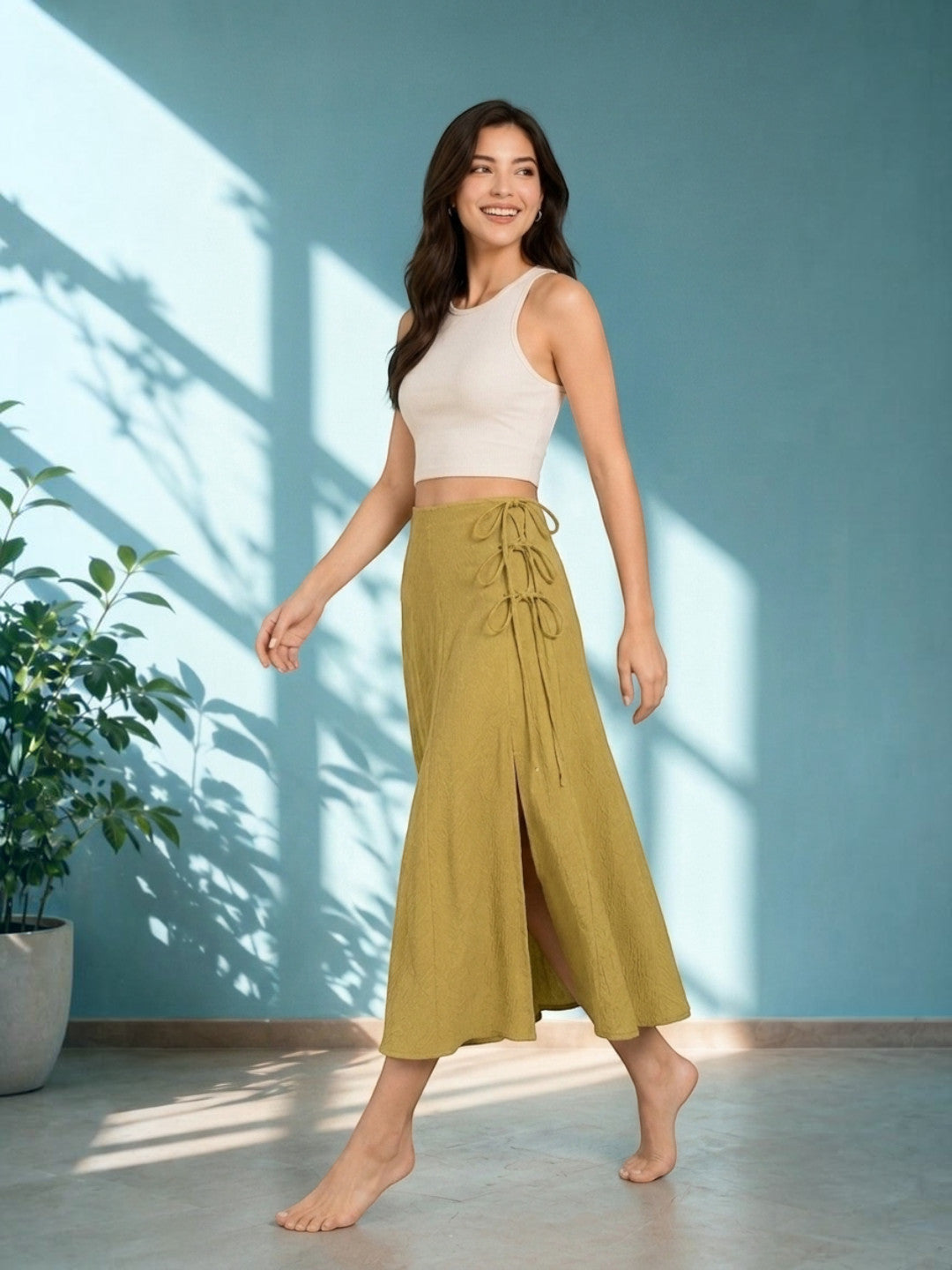 Khaki Beachwear Skirt