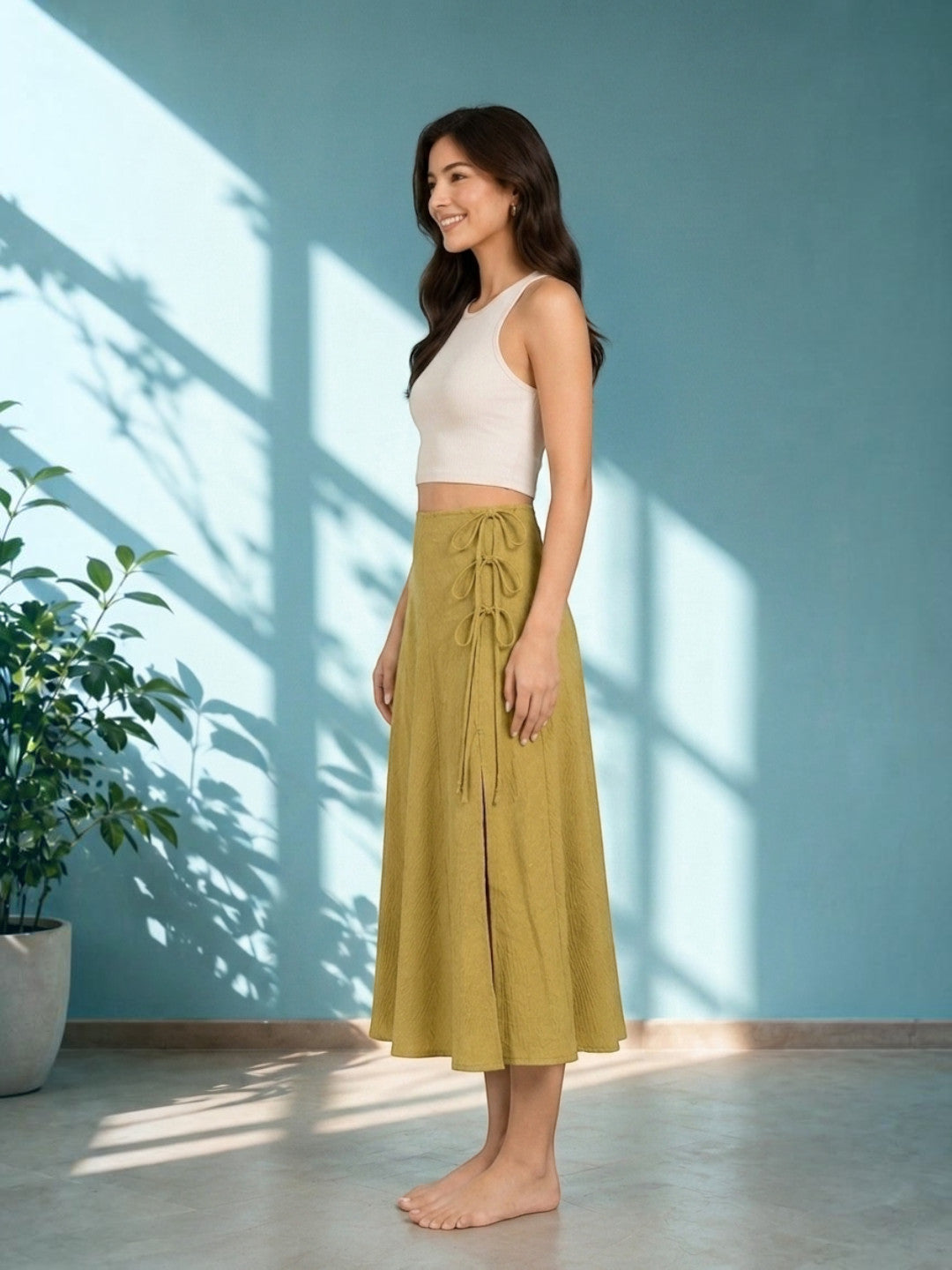 Khaki Beachwear Skirt