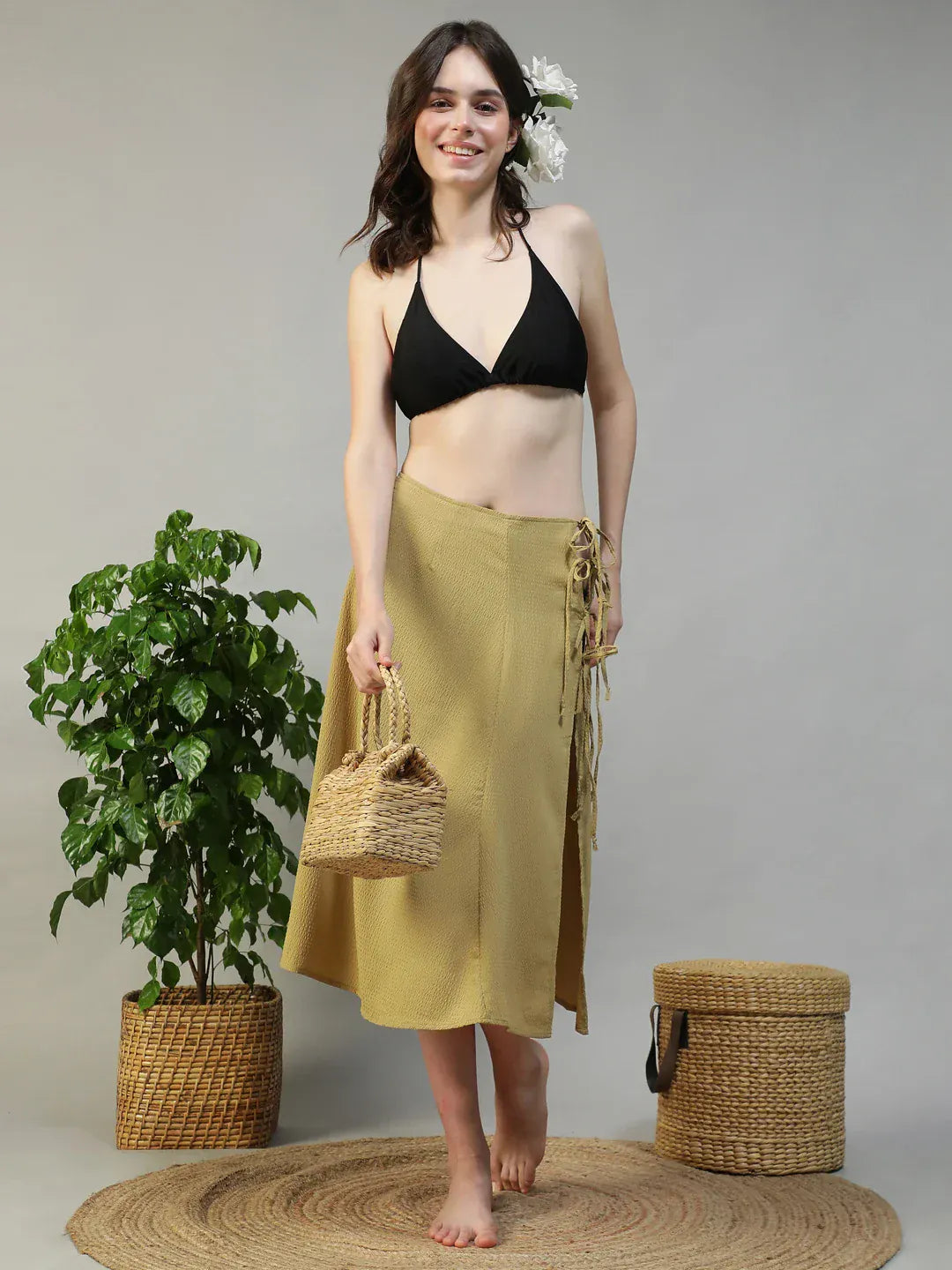 Khaki Beachwear Skirt