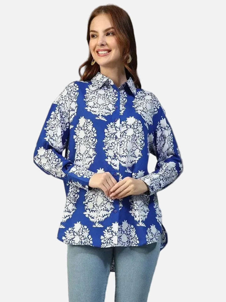 Blue Tropical Print Shirt