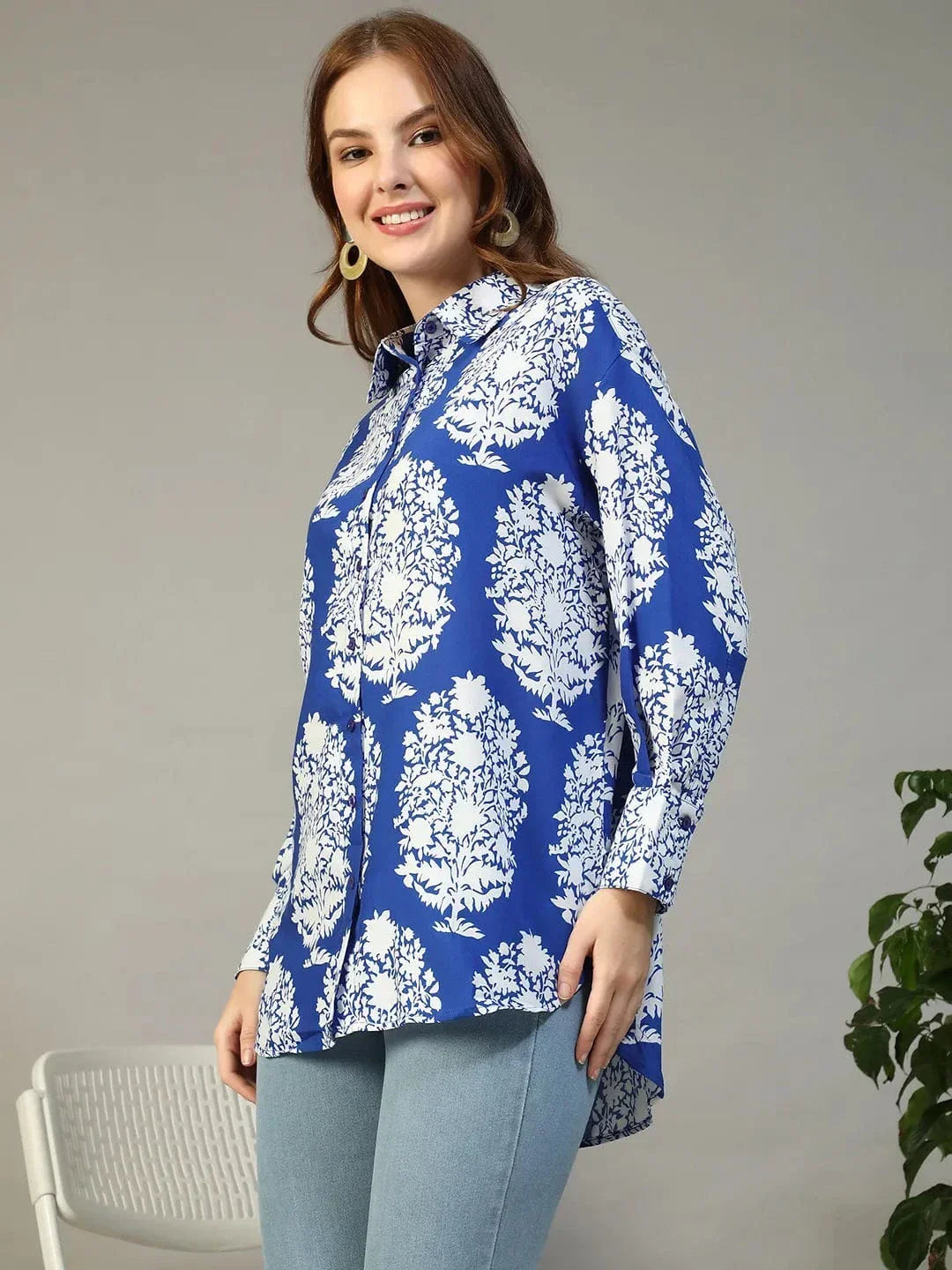 Blue Tropical Print Shirt