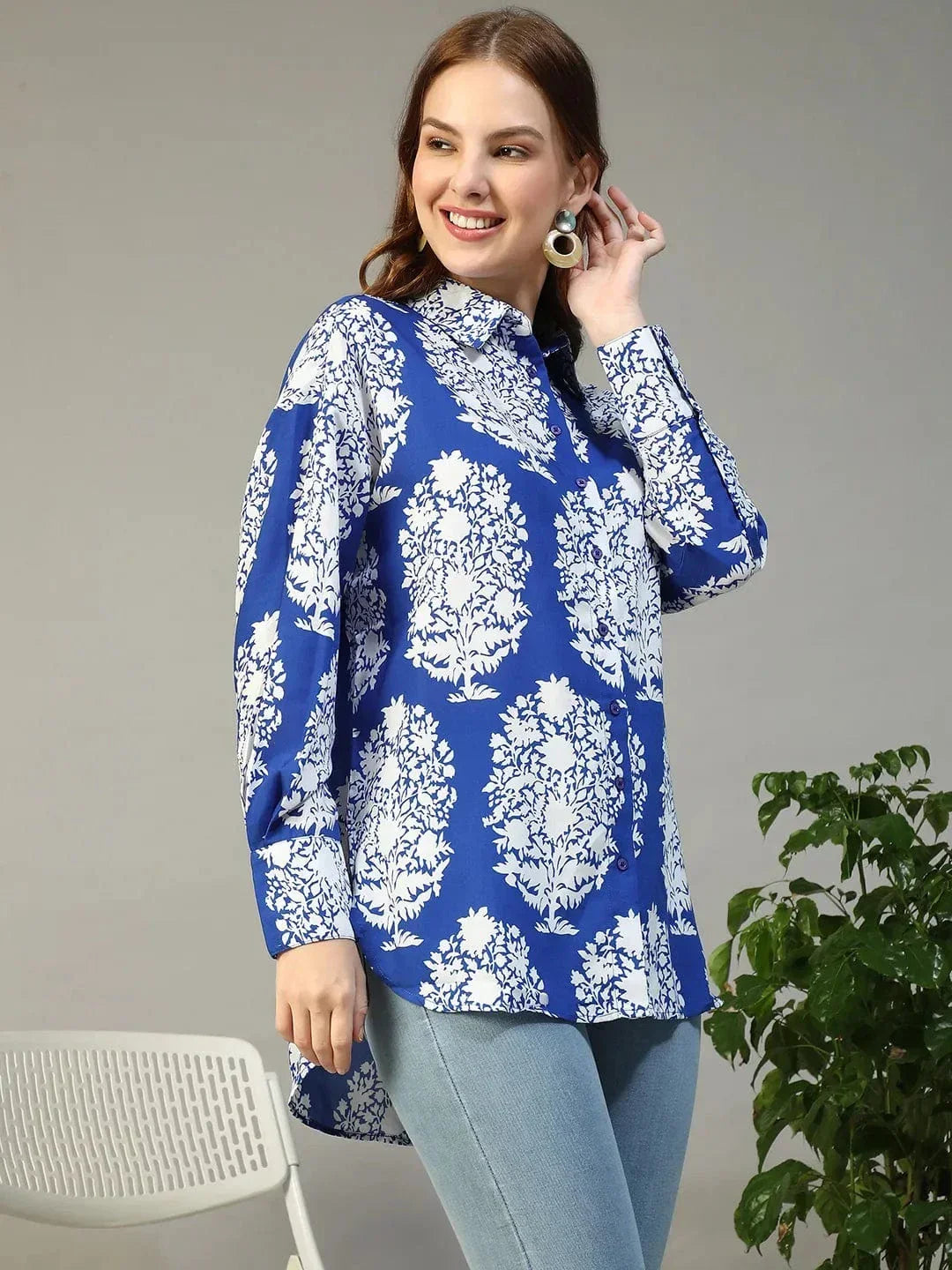 Blue Tropical Print Shirt
