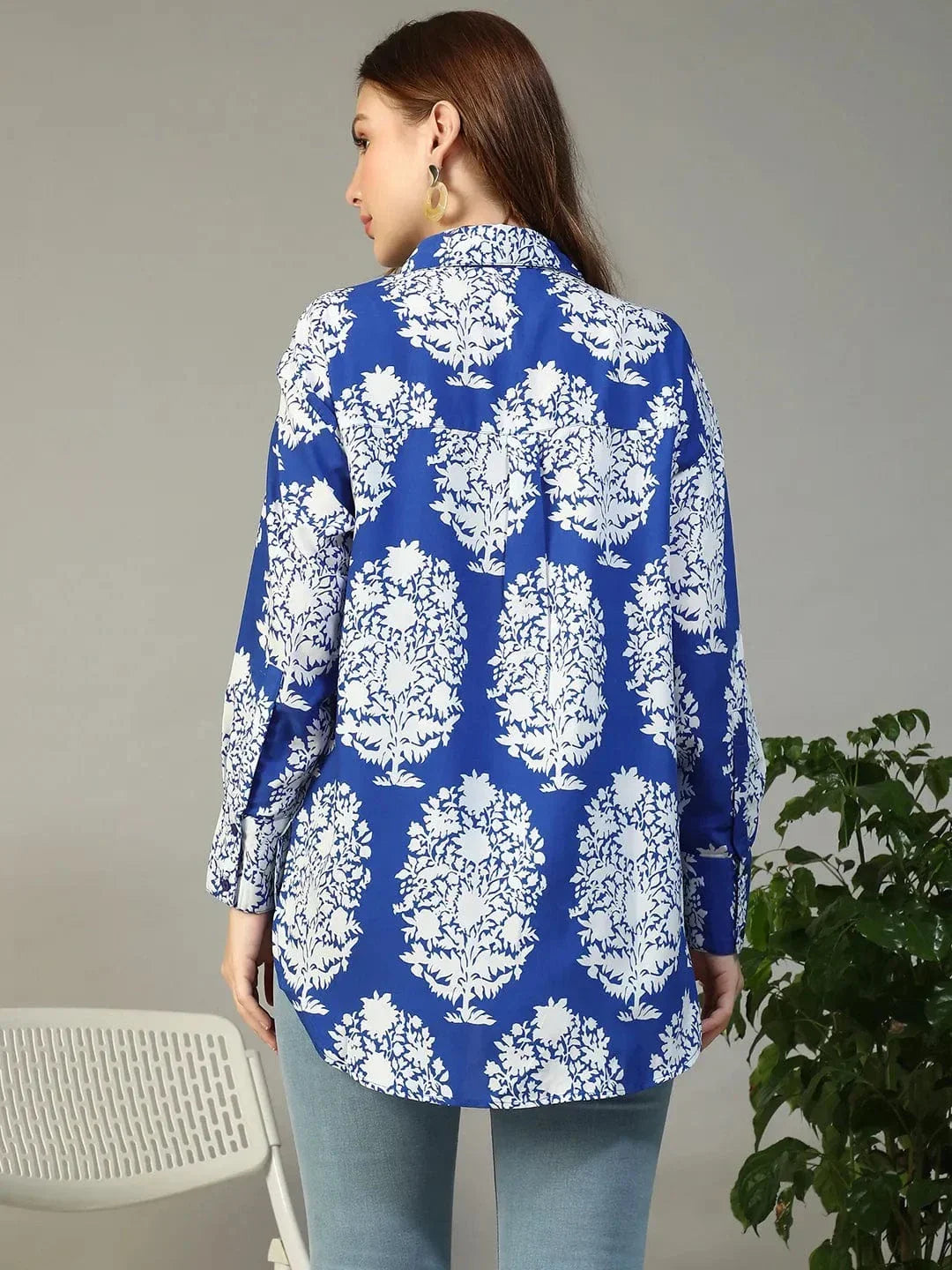 Blue Tropical Print Shirt