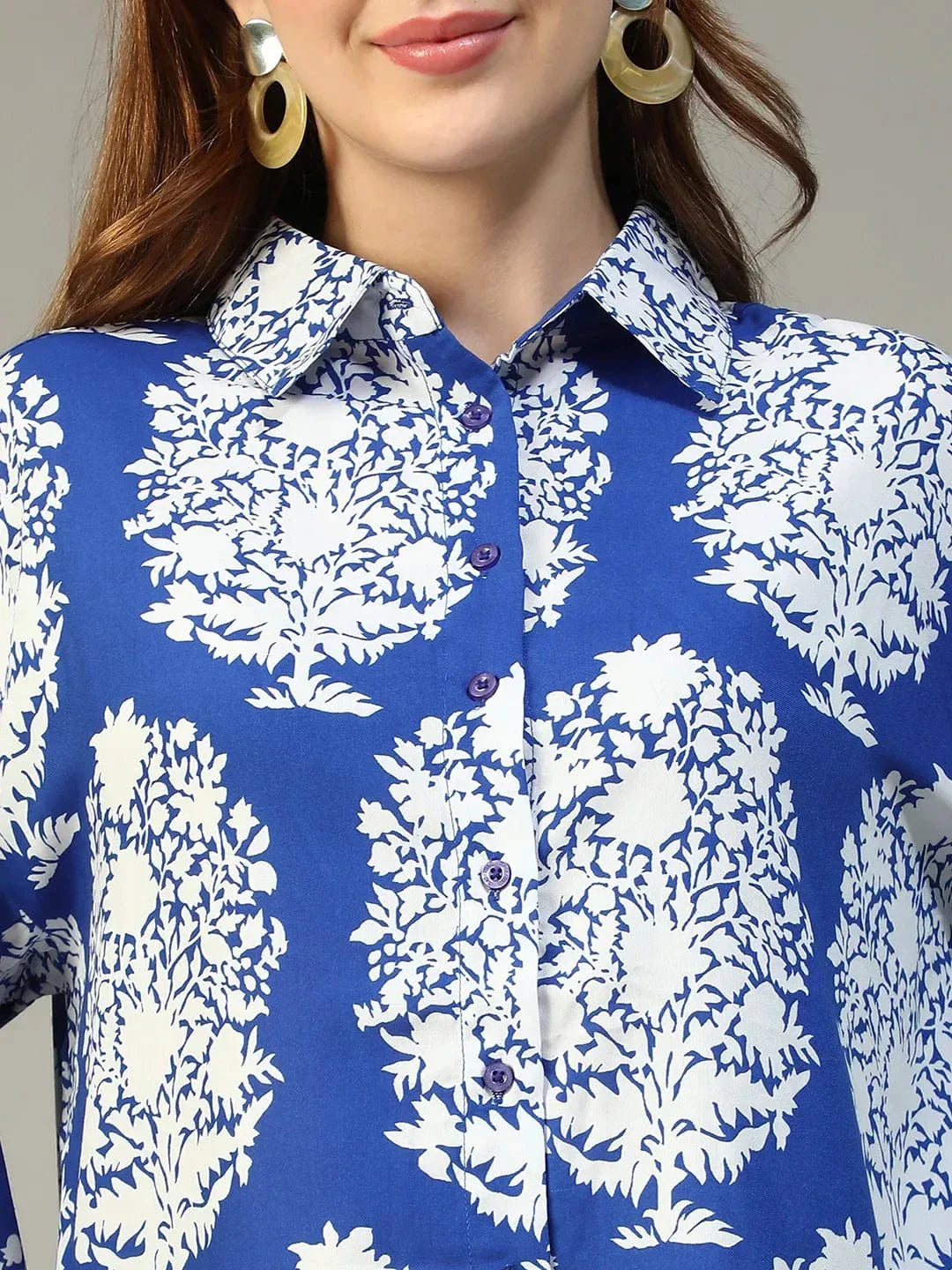 Blue Tropical Print Shirt
