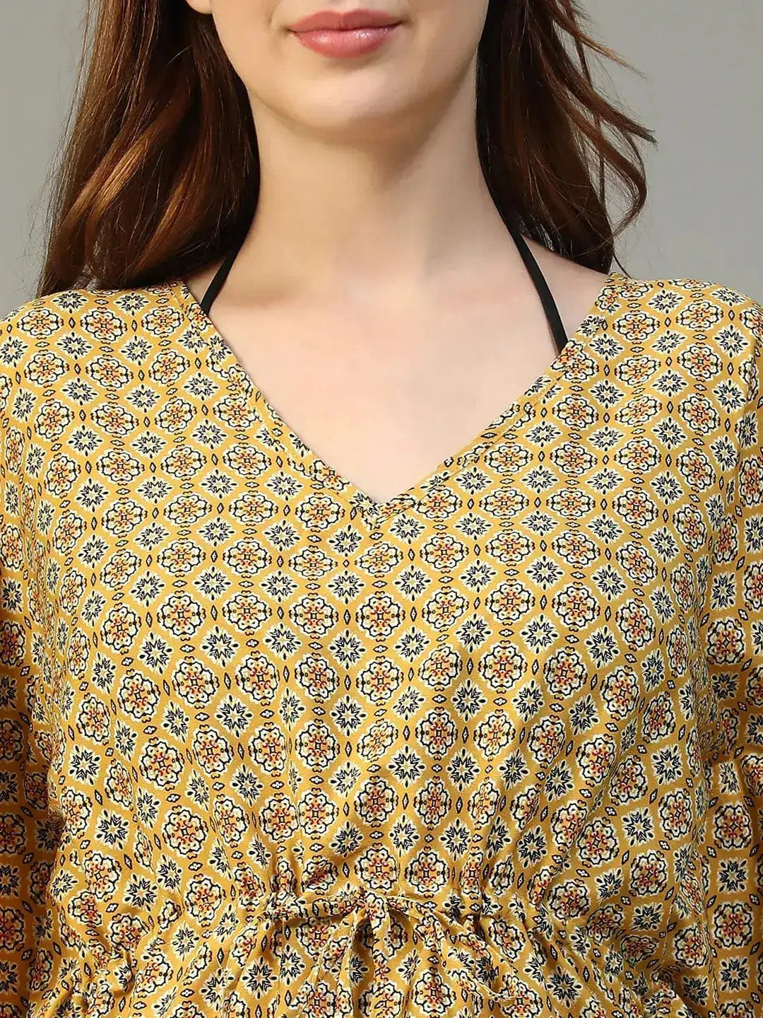 Yellow Geometric Abstract Print Beachwear Dress