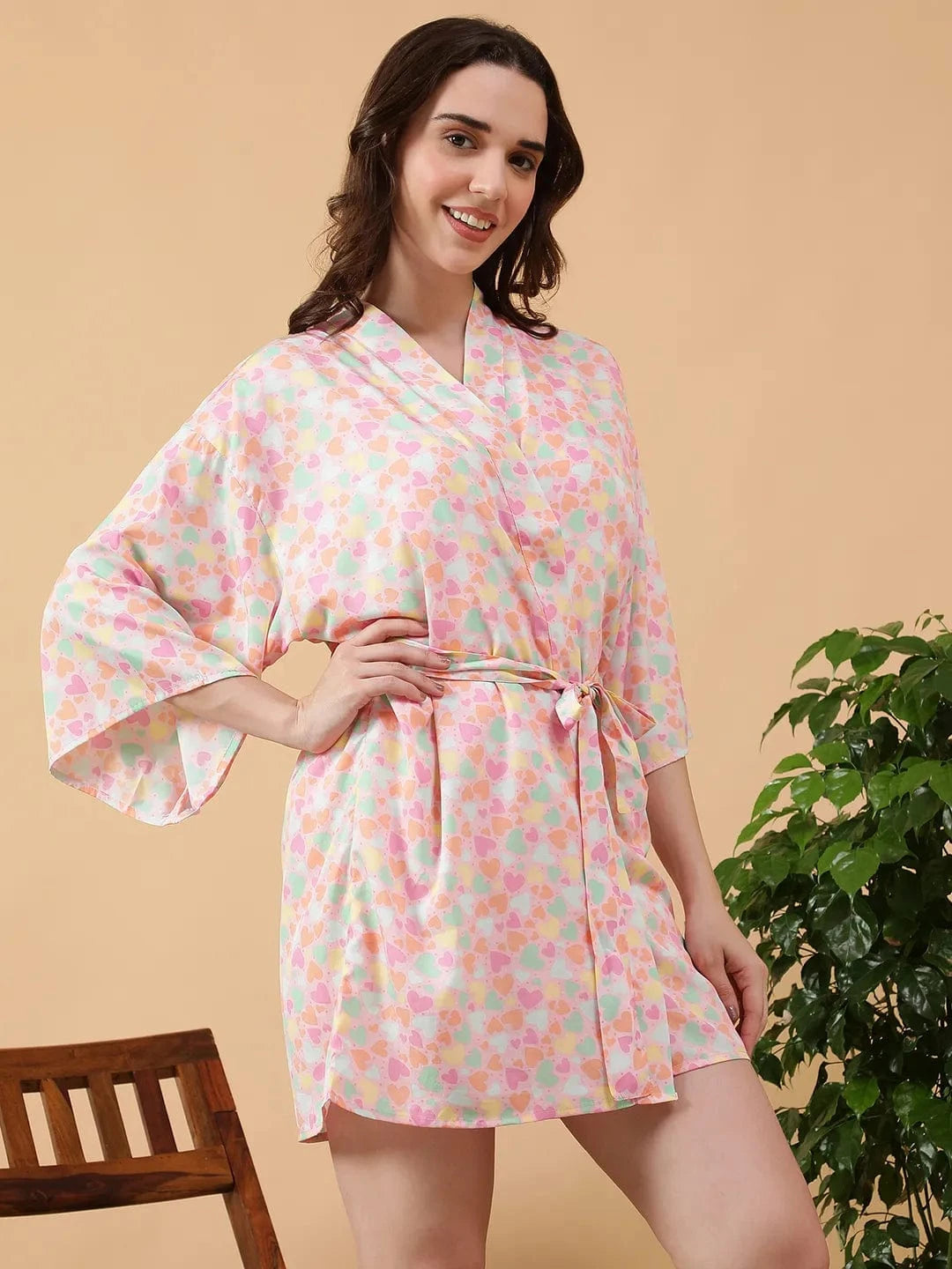 Multicolor Floral Print Nightwear Shrug