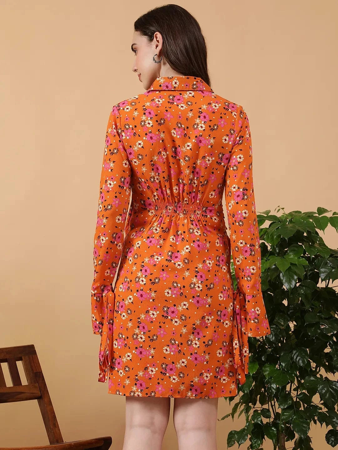 Orange Floral Print Maternity Dress
