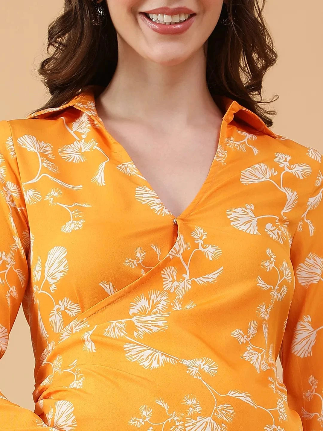 Yellow Floral Print Maternity Dress