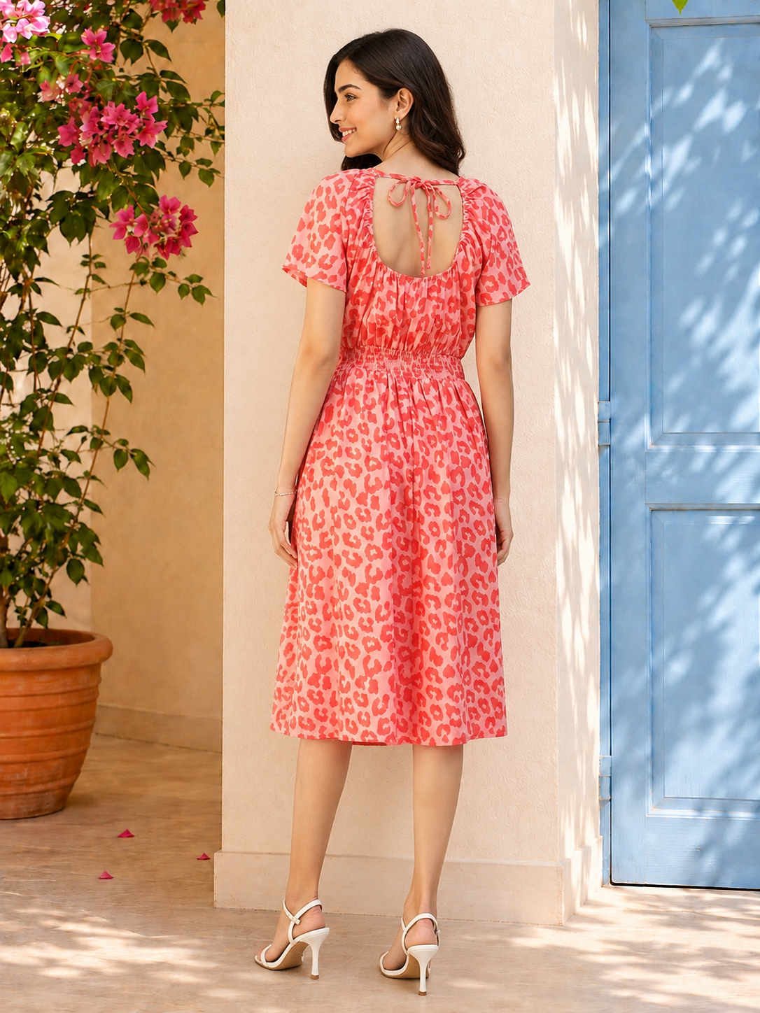 Women Orange Animal Print Dress