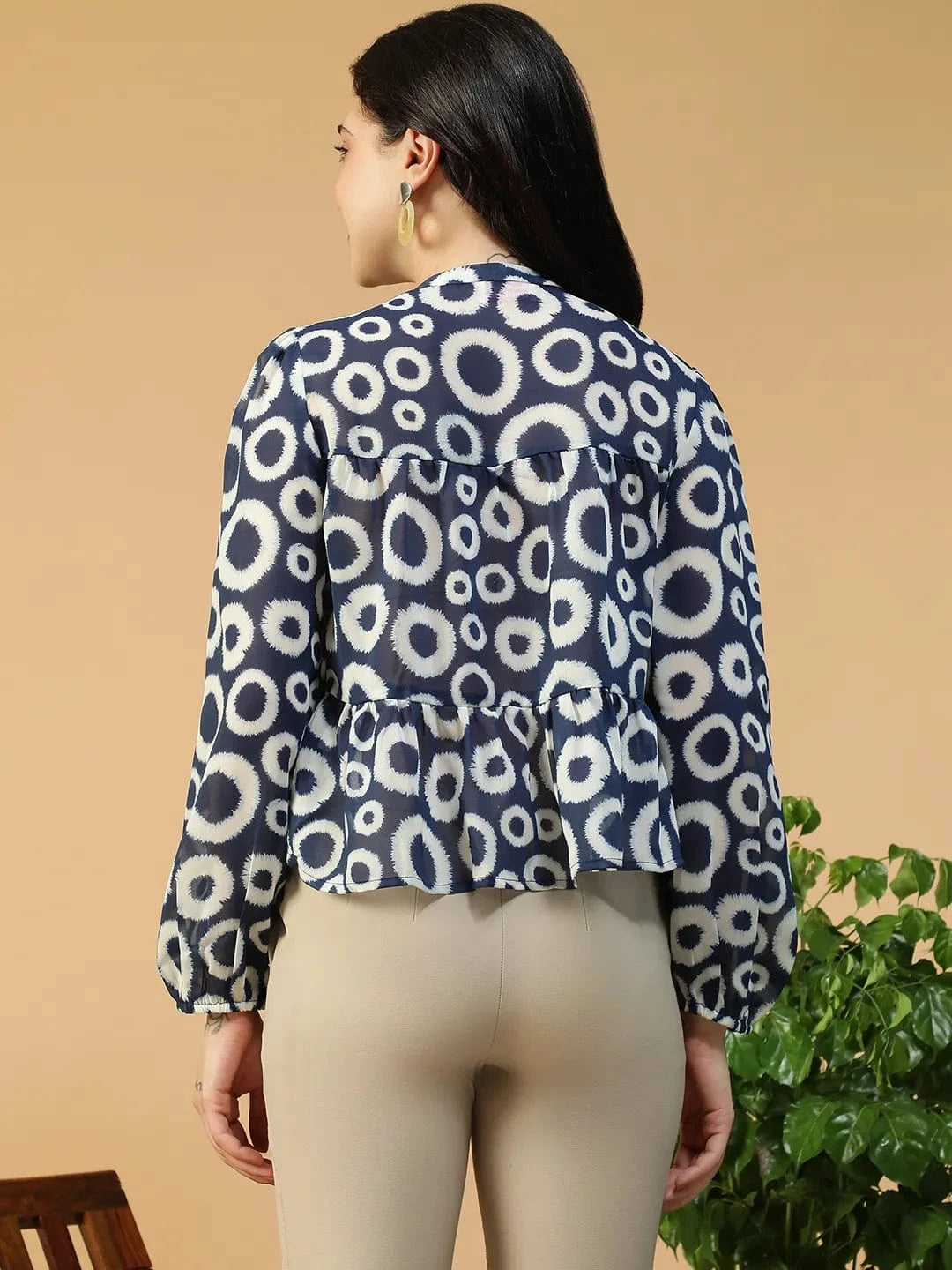 Blue Geometric Print Top