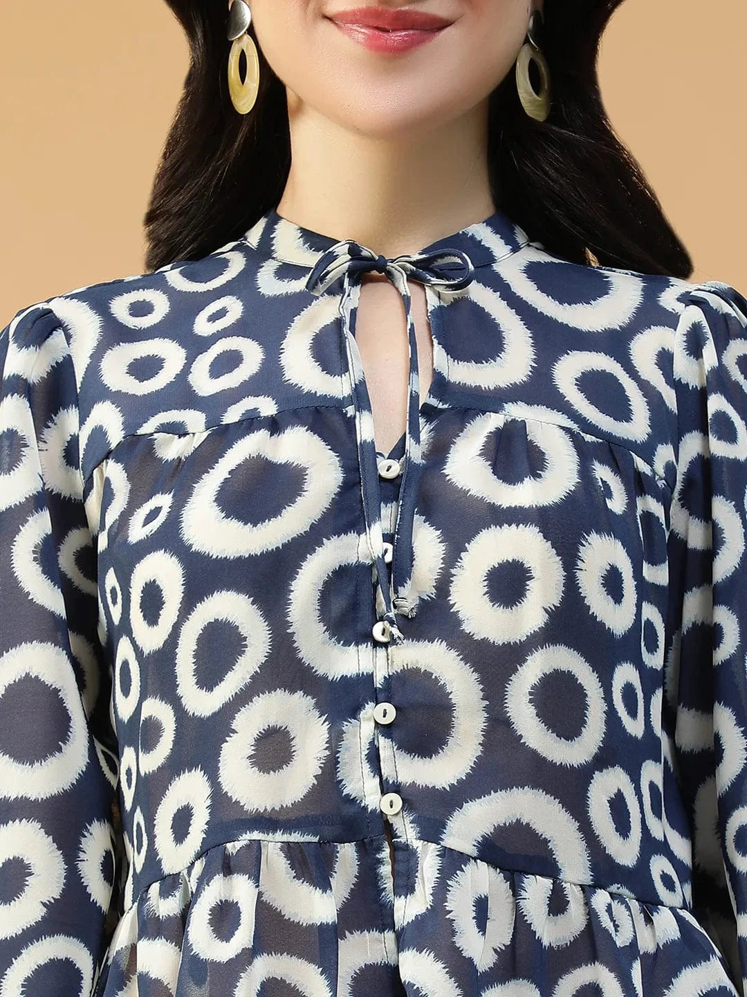 Blue Geometric Print Top