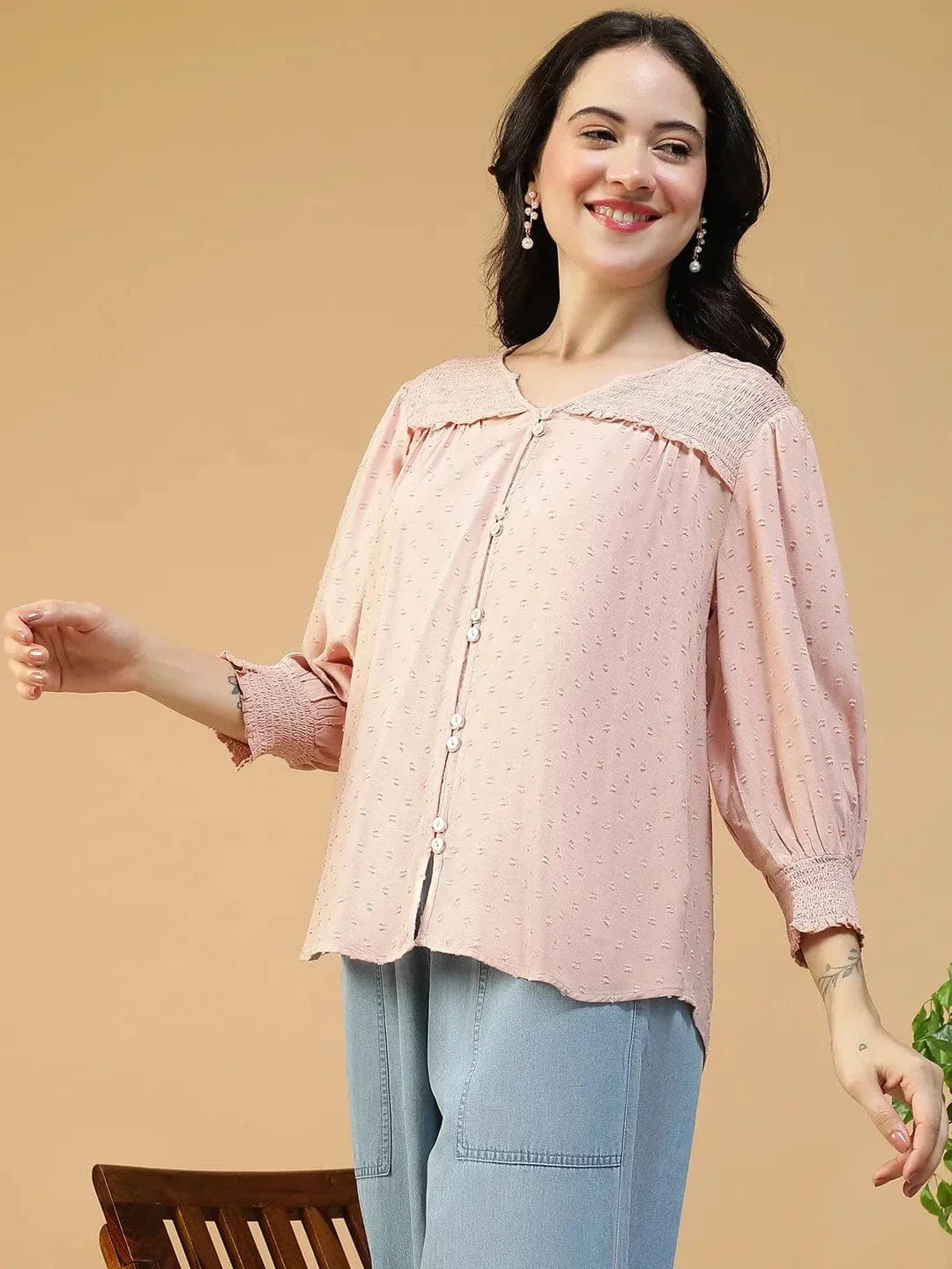 Women Peach Color Top