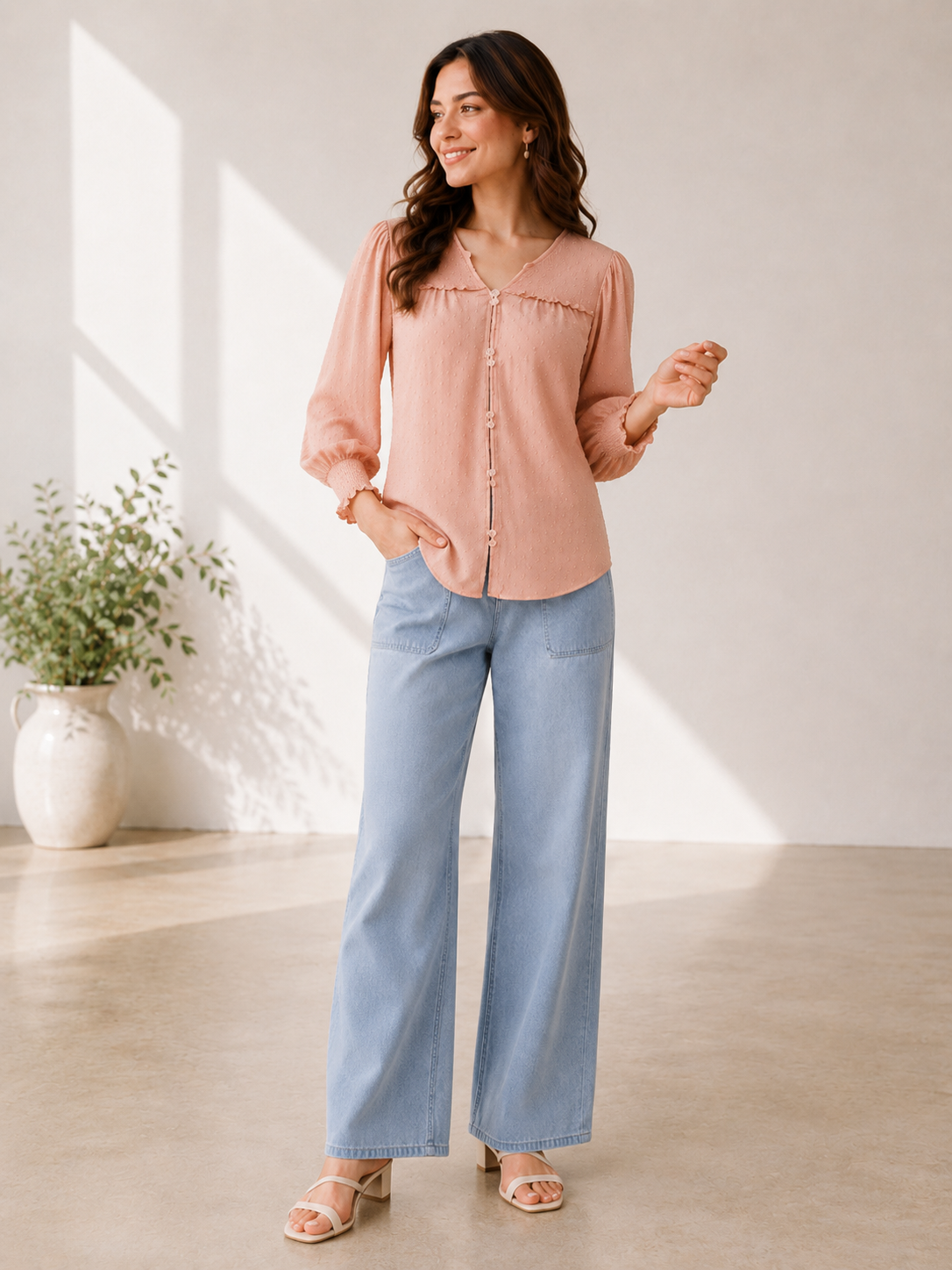 Women Peach Color Top