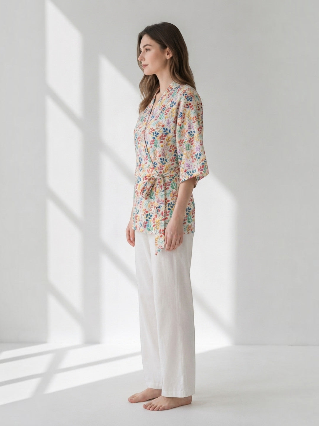 Multicolor Floral Print Nightwear Shrug