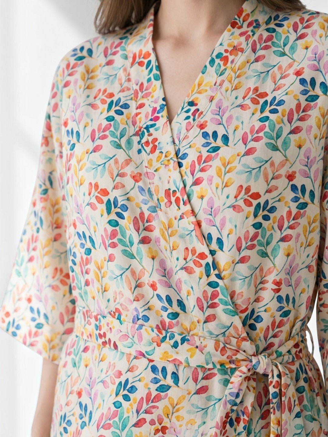 Multicolor Floral Print Nightwear Shrug