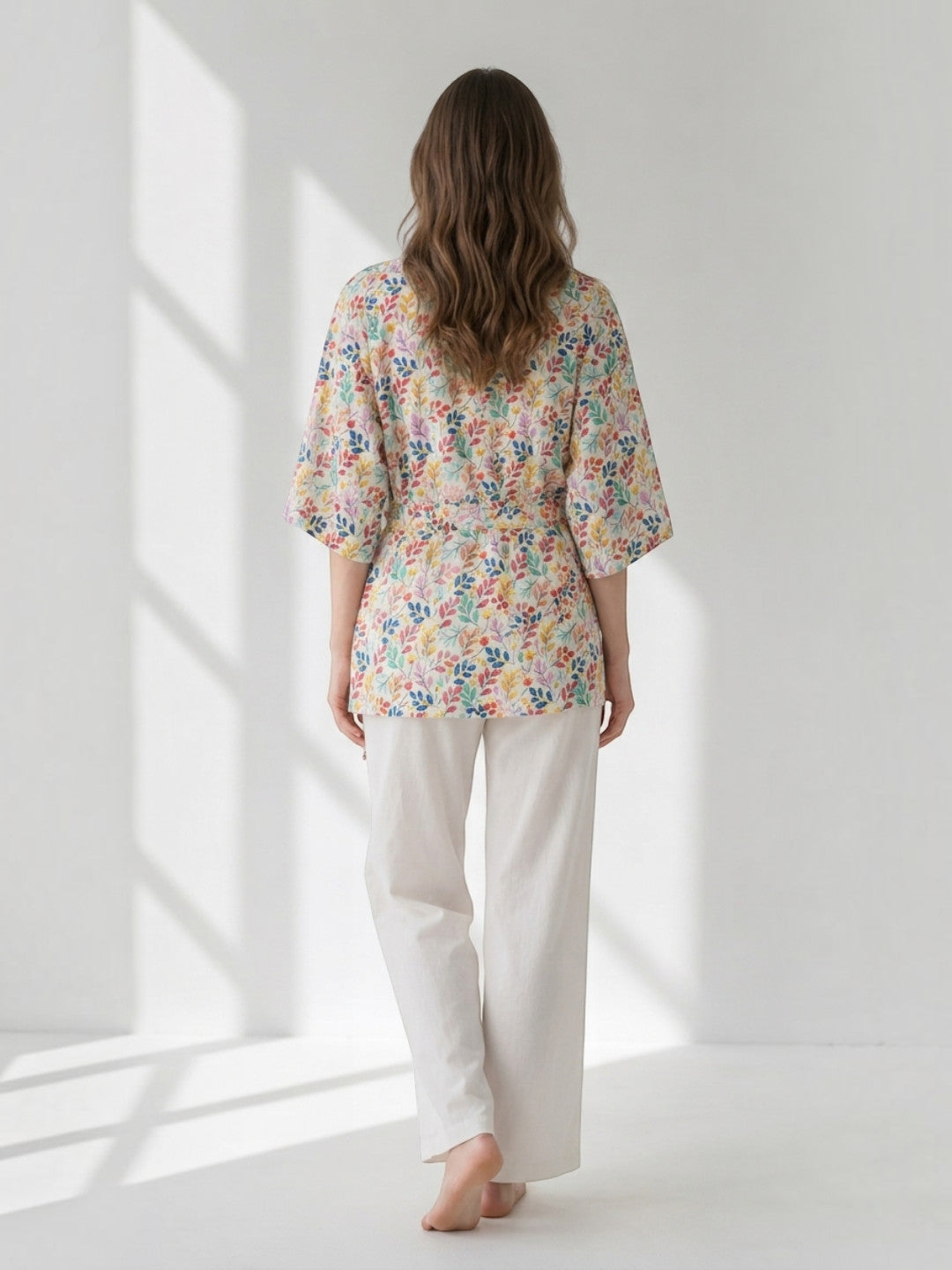 Multicolor Floral Print Nightwear Shrug