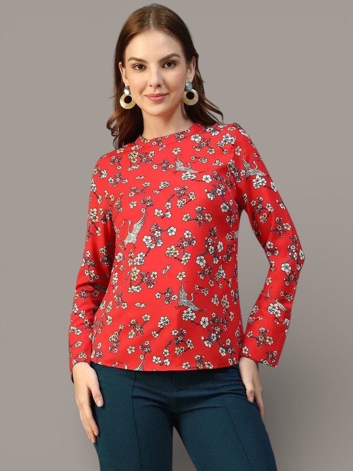 Red Floral Print Top