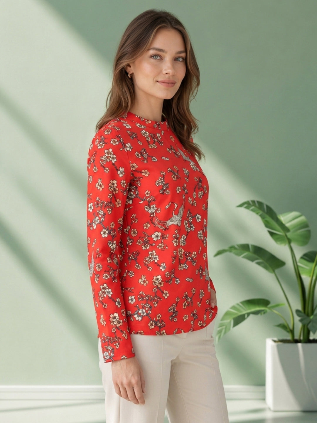 Red Floral Print Top