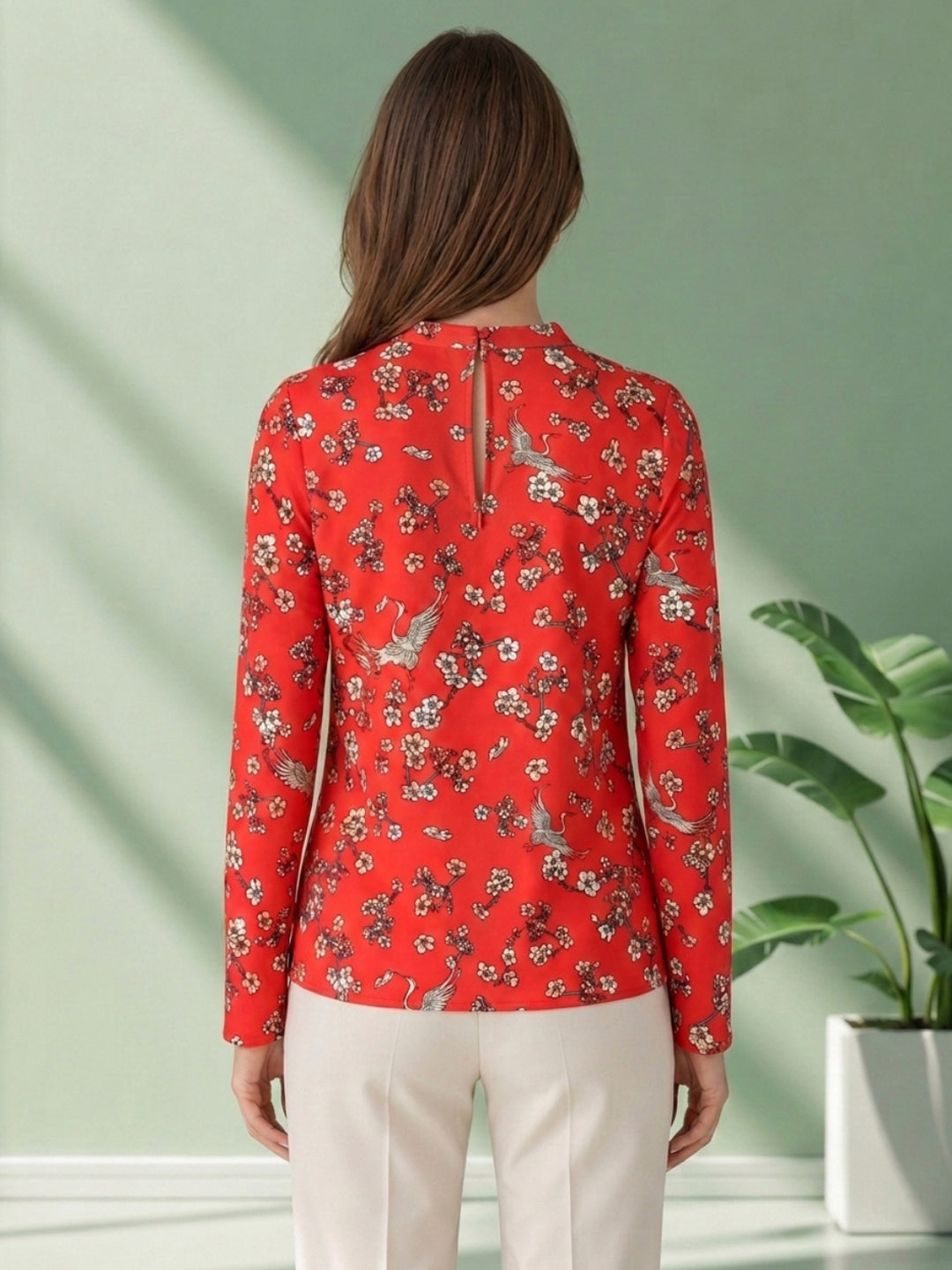 Red Floral Print Top