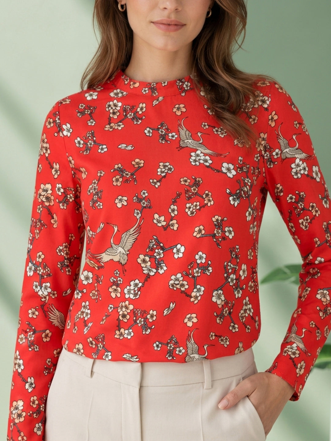 Red Floral Print Top