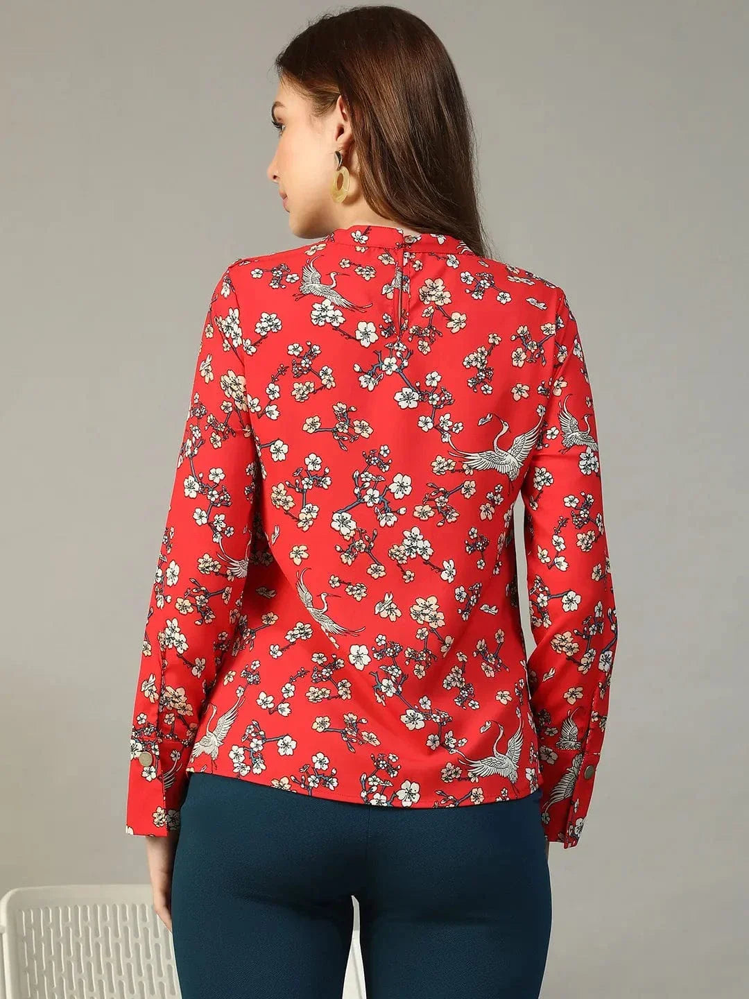 Red Floral Print Top