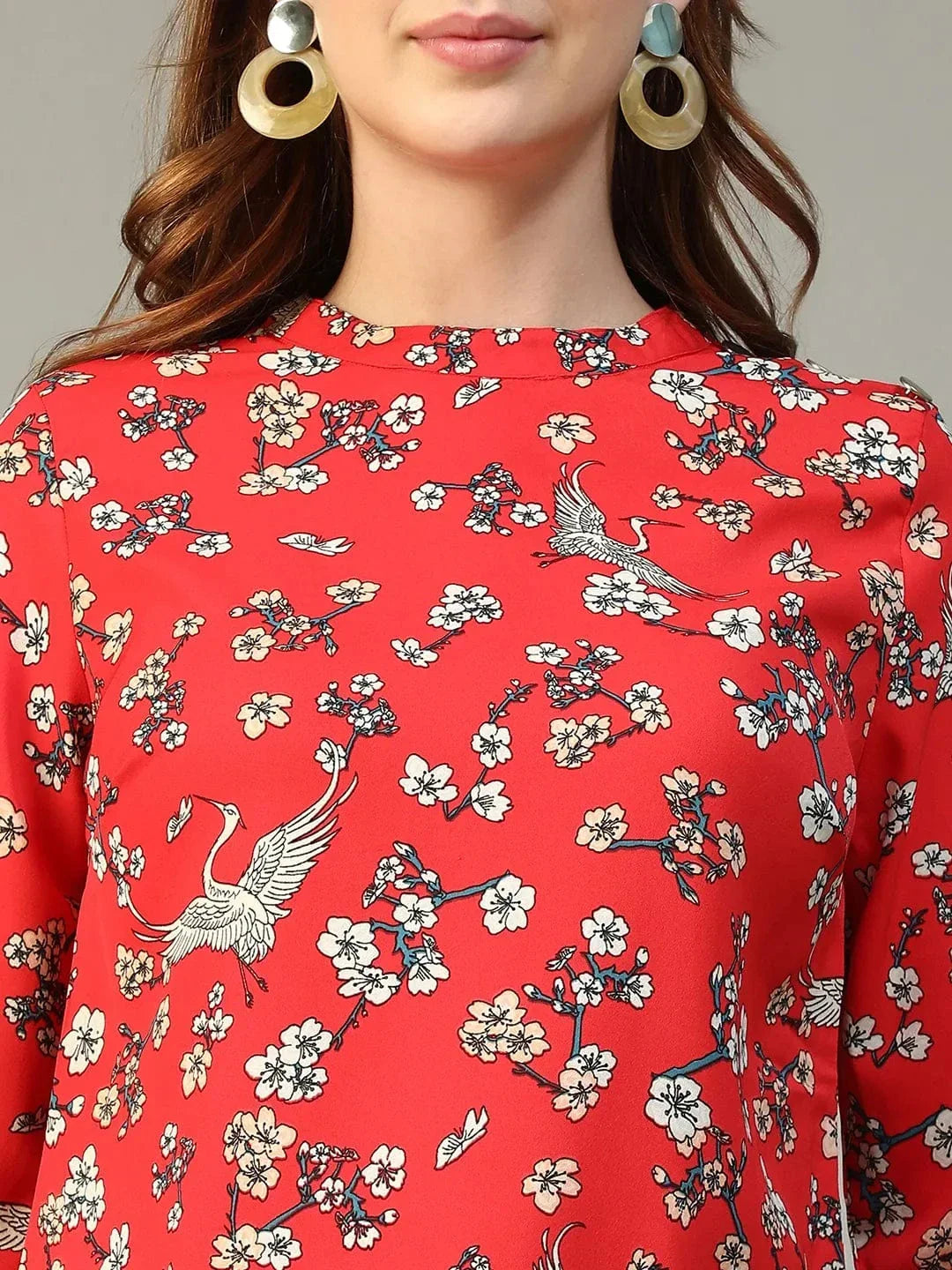 Red Floral Print Top