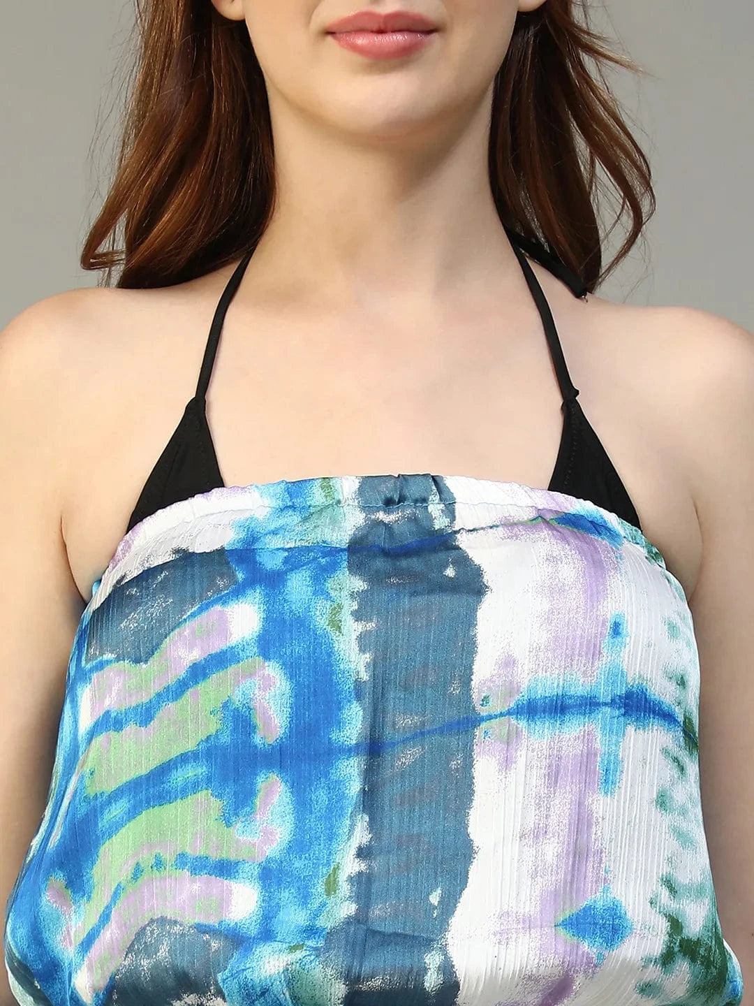 Blue Tie-Dye Print Beachwear Playsuit