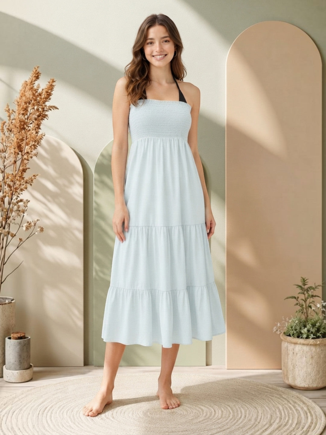 Blue Cotton Beachwear Dress