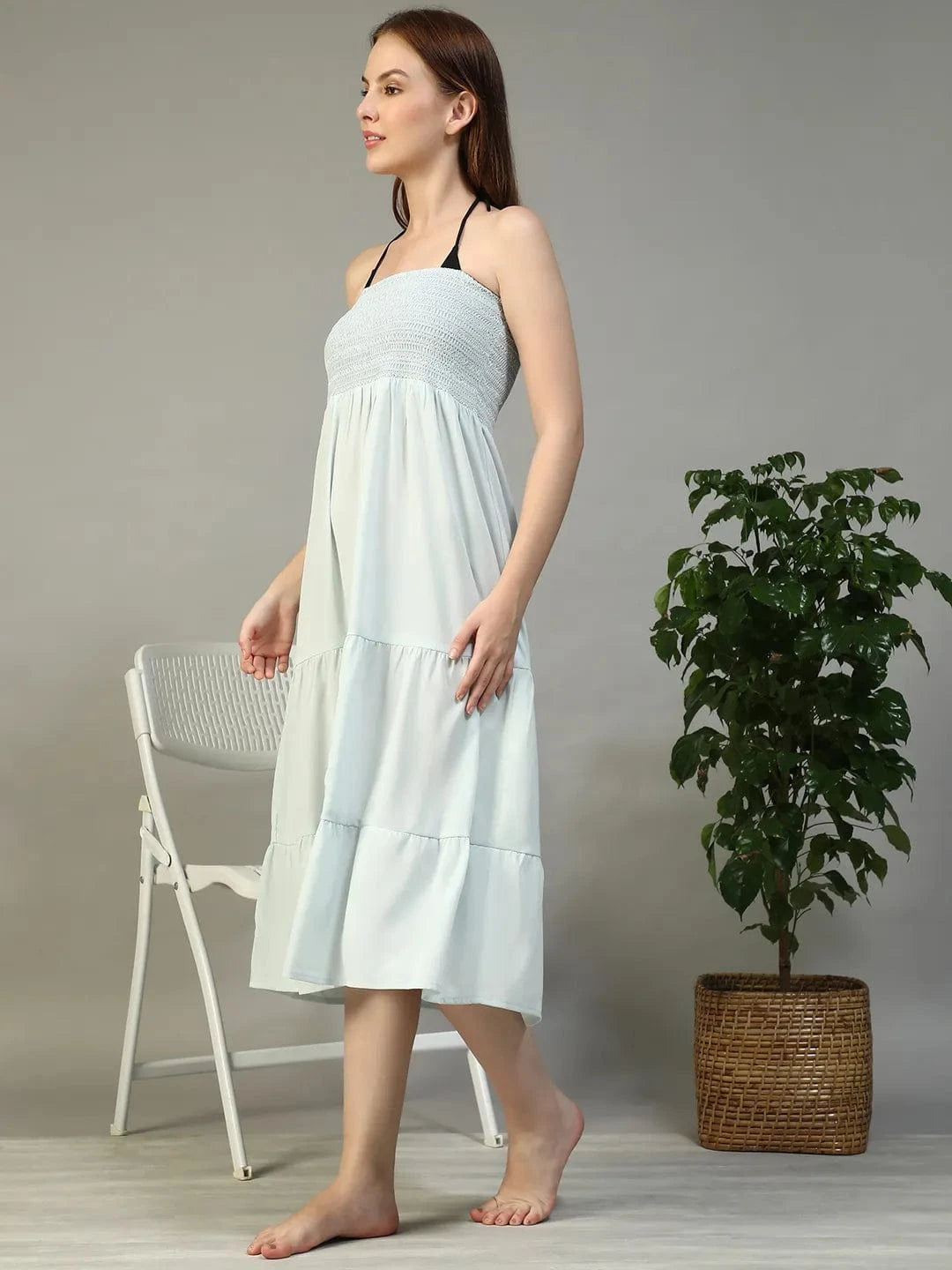 Blue Cotton Beachwear Dress