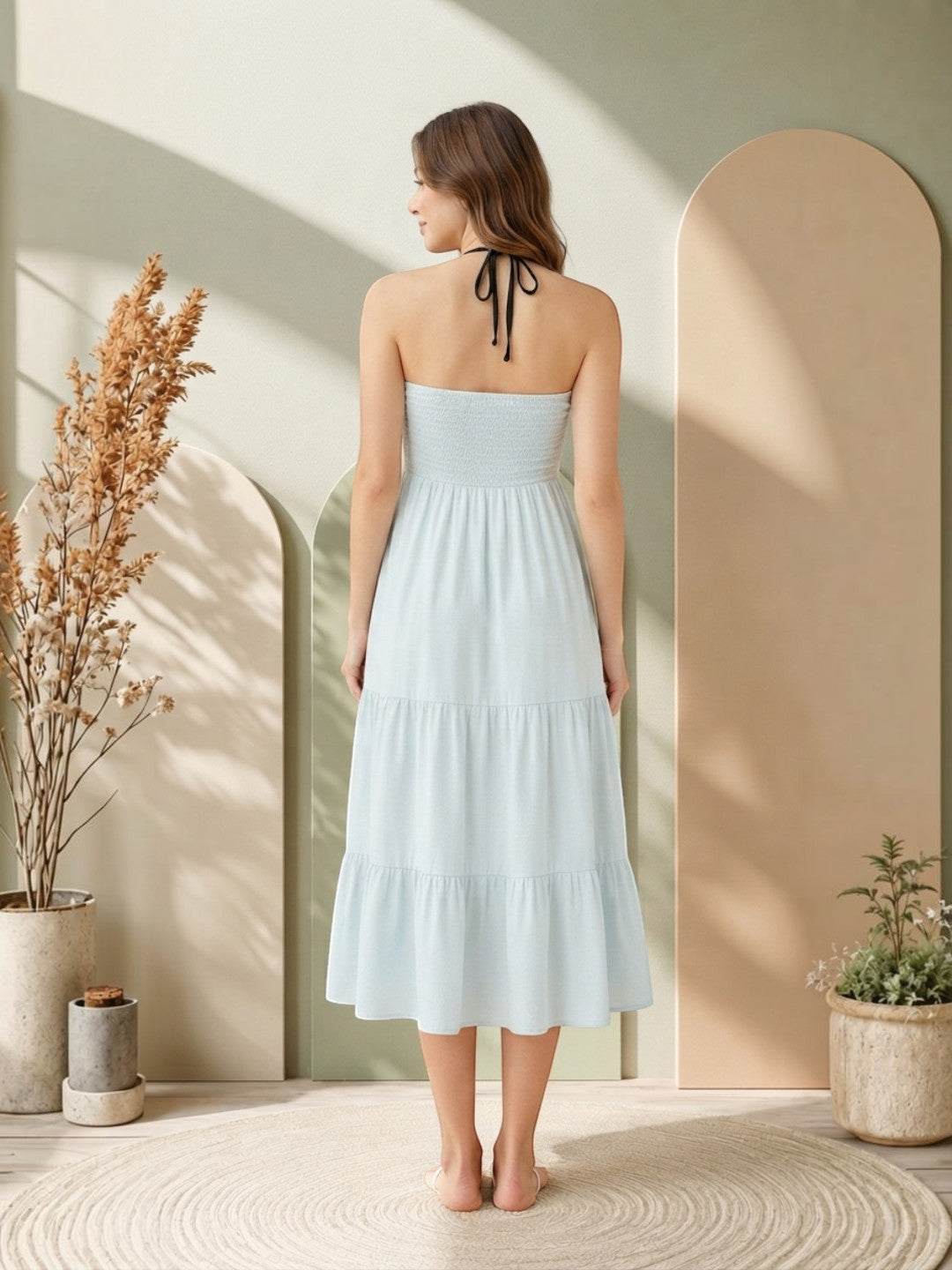 Blue Cotton Beachwear Dress