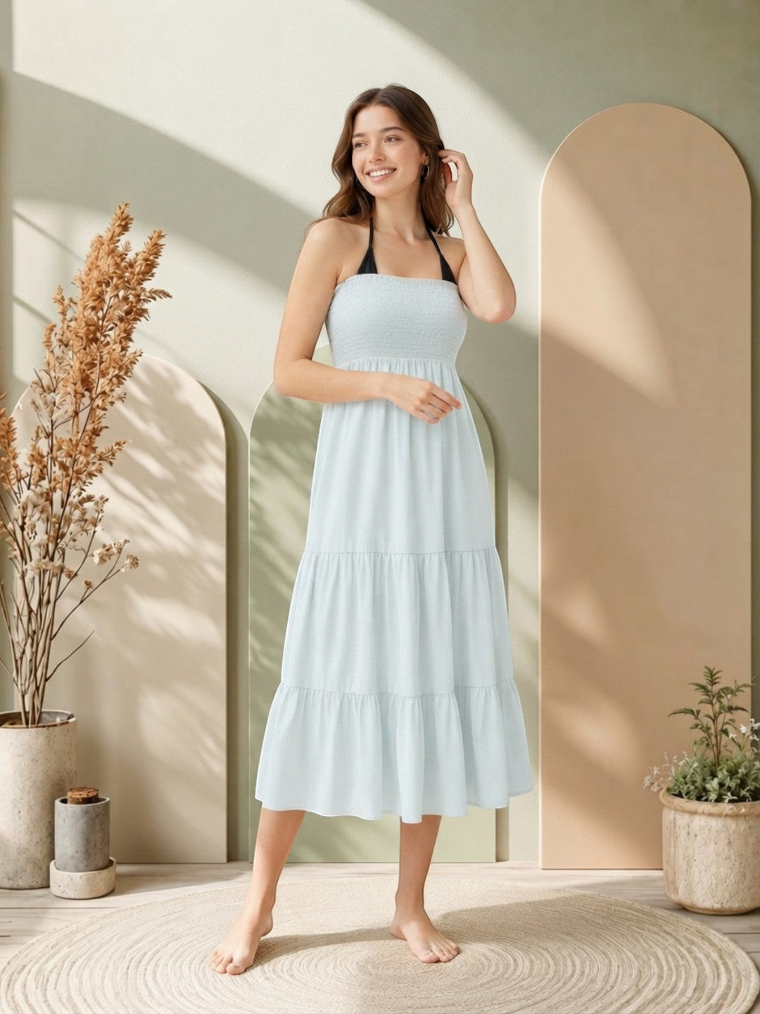 Blue Cotton Beachwear Dress