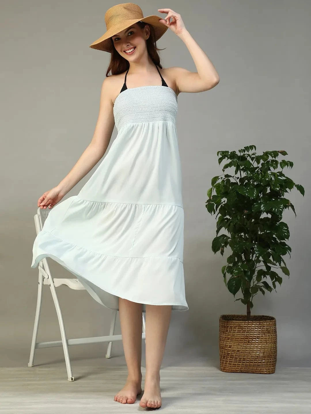 Blue Cotton Beachwear Dress