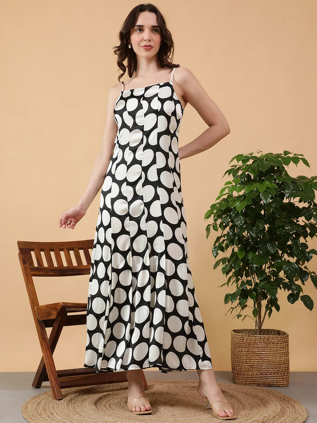 Women Black Polka Dot Dress