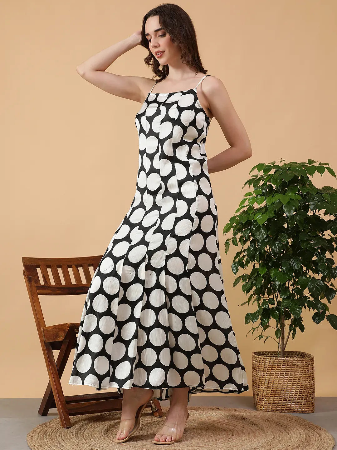 Women Black Polka Dot Dress