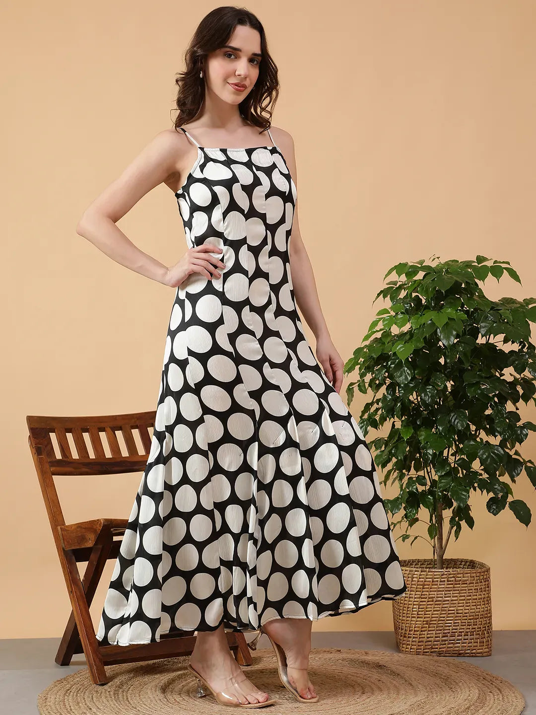 Women Black Polka Dot Dress