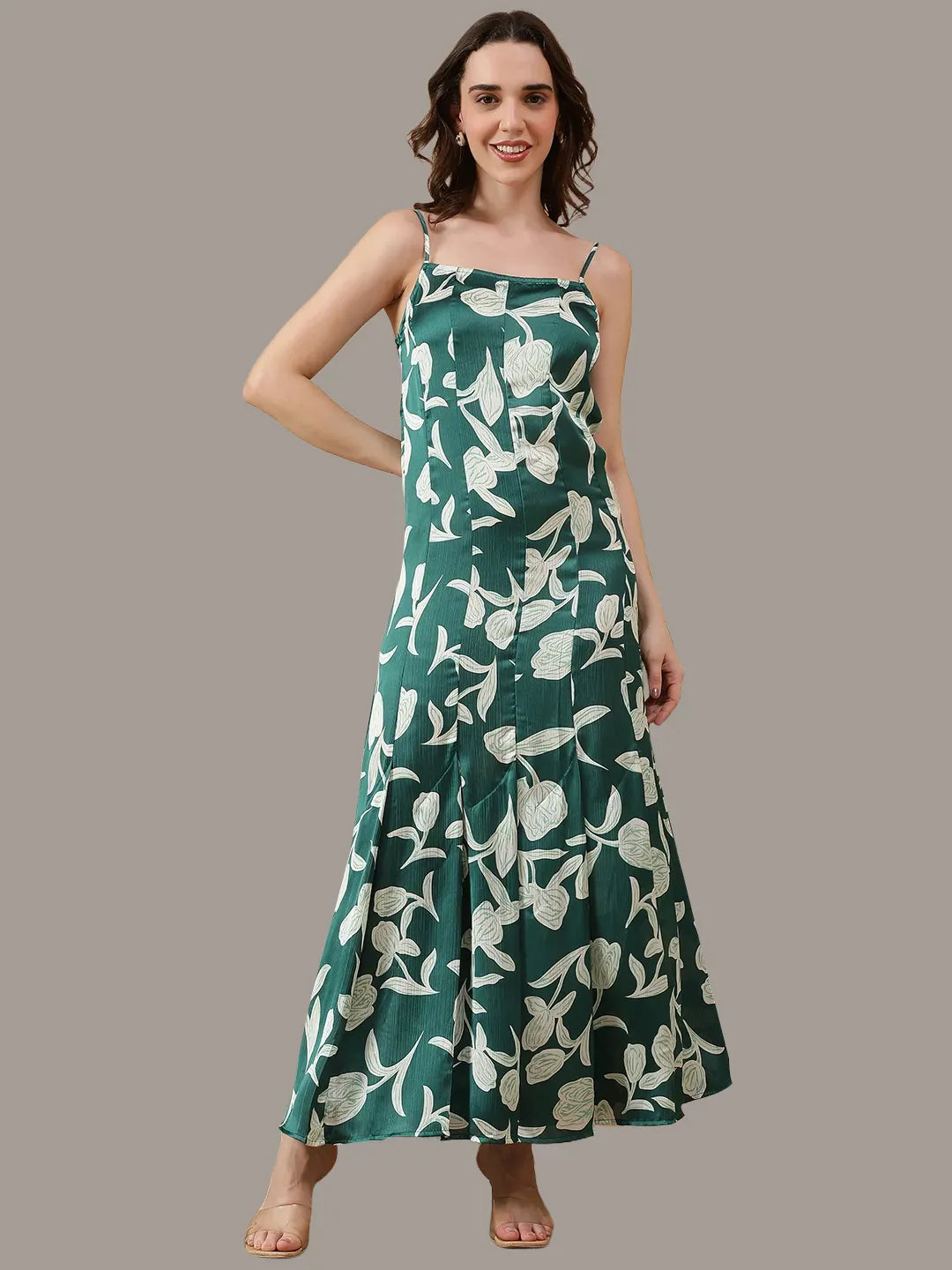 Women Green Floral Print Dress