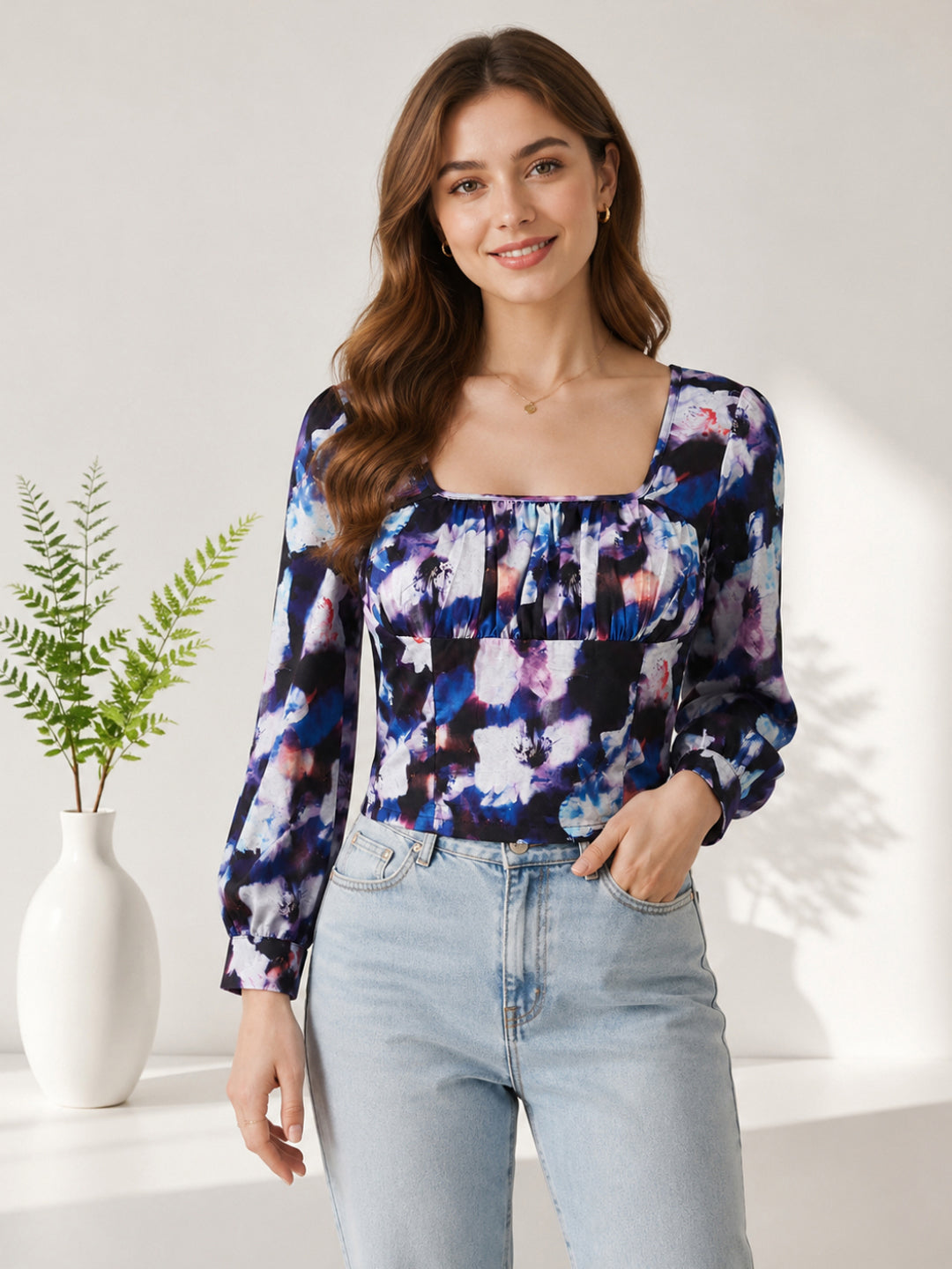 Multicolor Tie-Dye Print Top