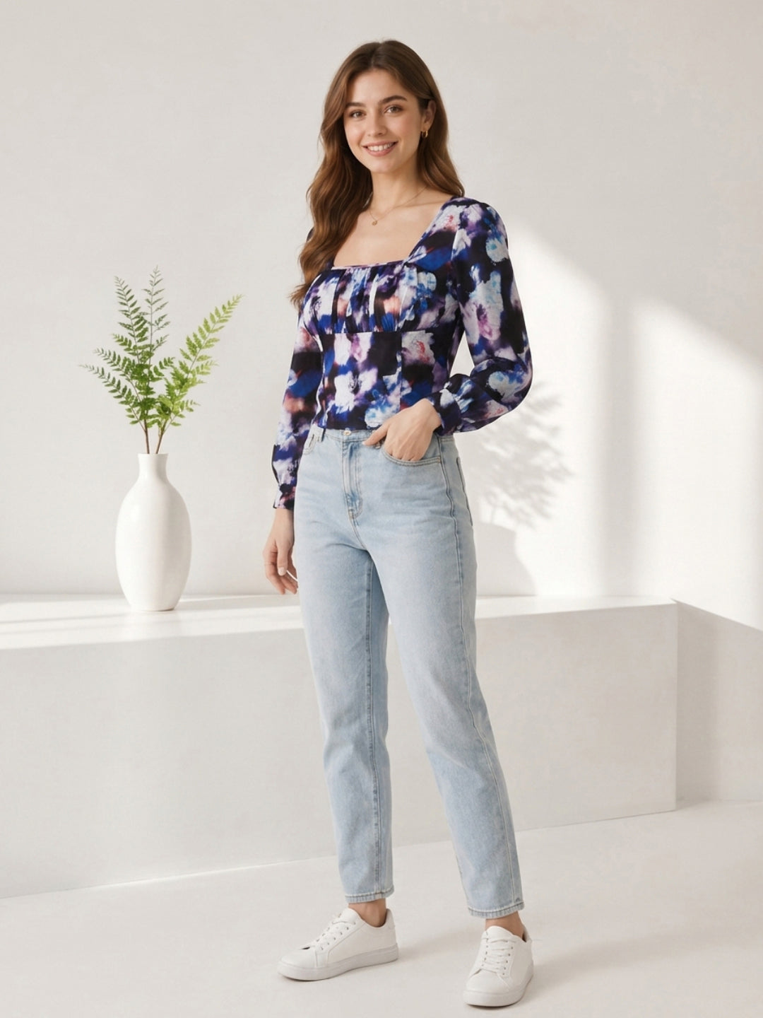 Multicolor Tie-Dye Print Top