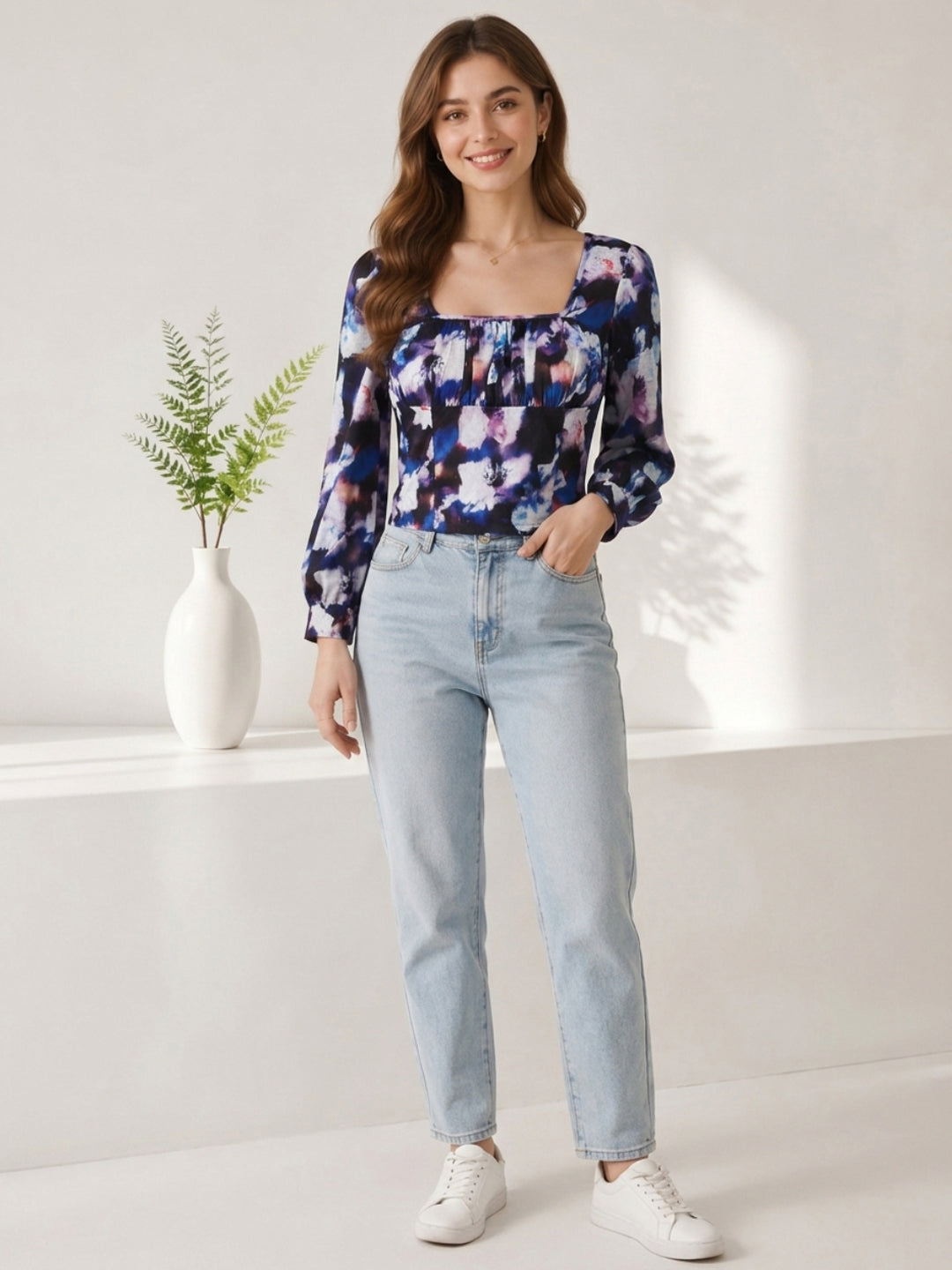 Multicolor Tie-Dye Print Top