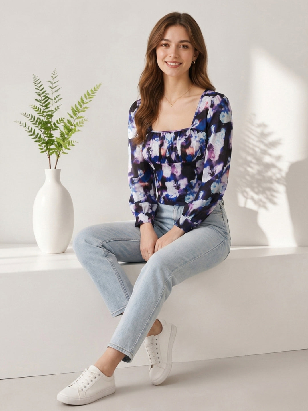 Multicolor Tie-Dye Print Top