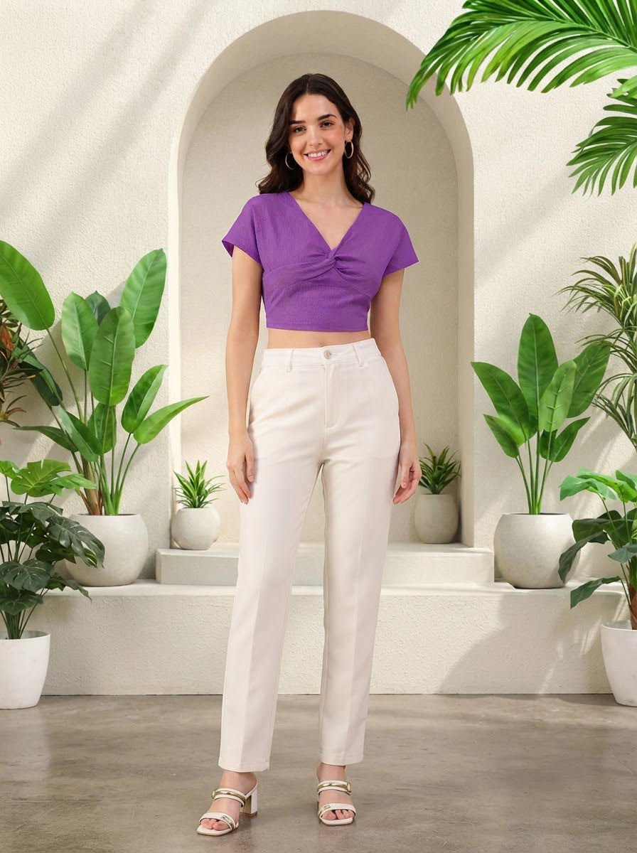 Women Purple Crop Top