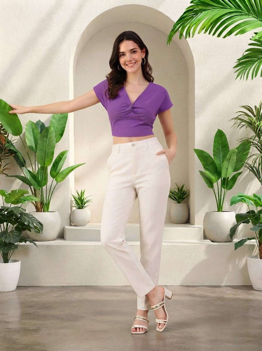 Women Purple Crop Top