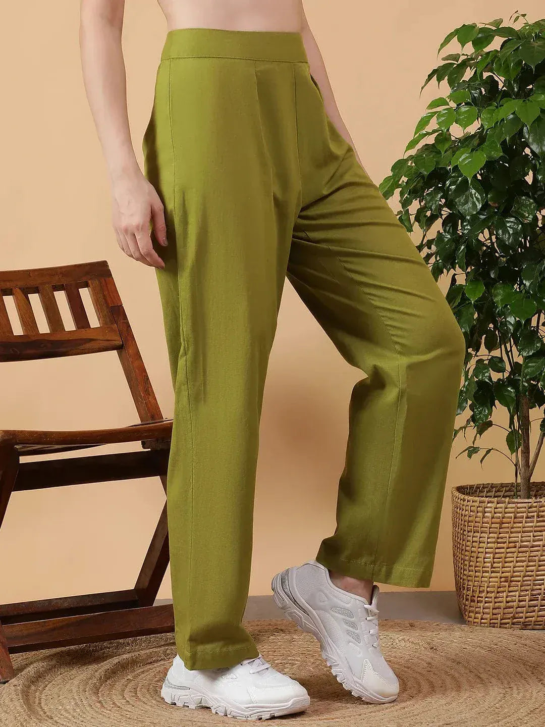 Green Cotton Linen Pant