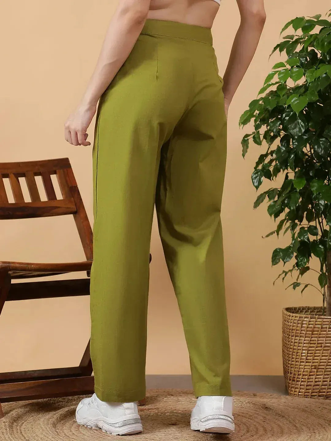 Green Cotton Linen Pant