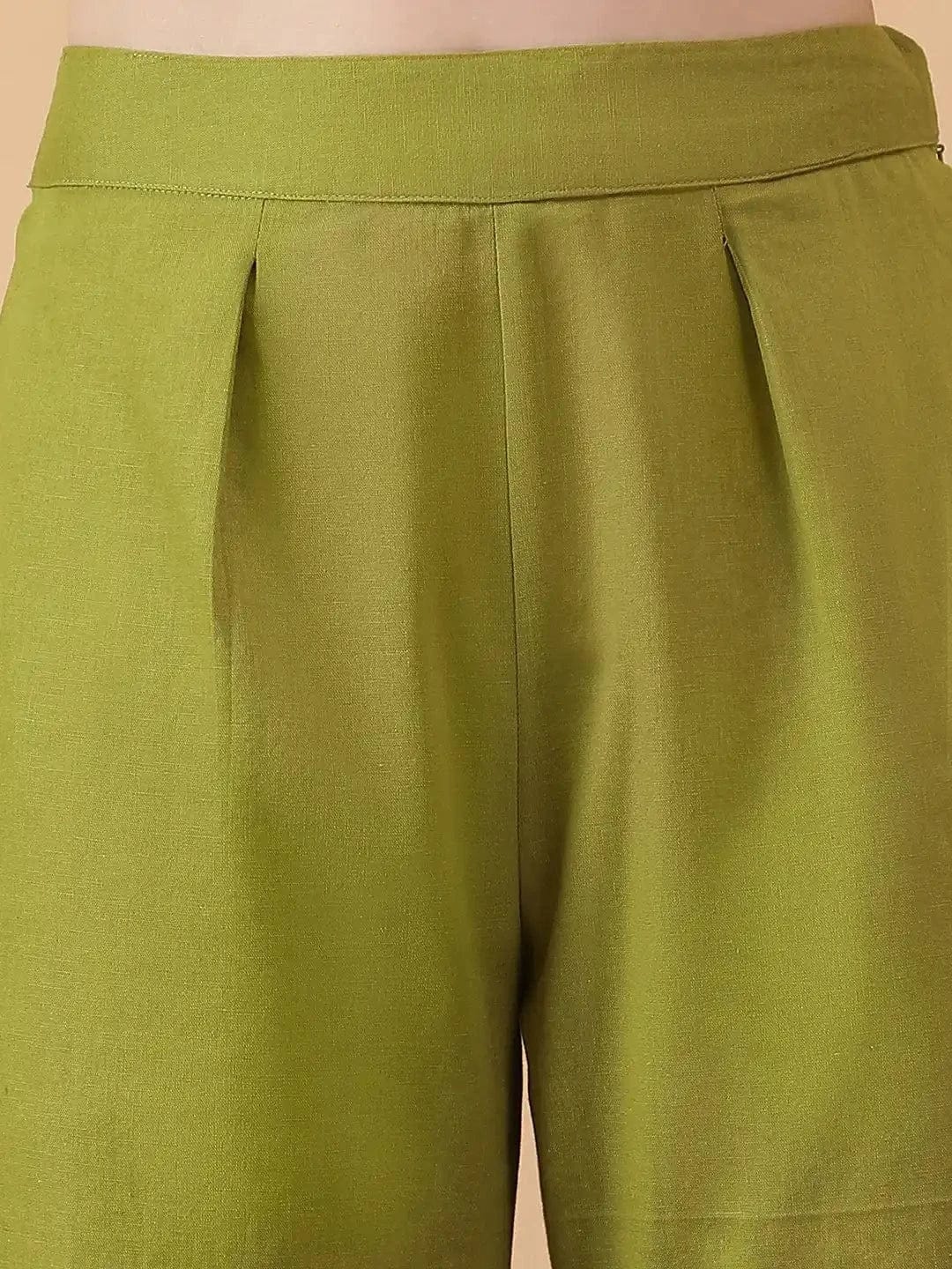 Green Cotton Linen Pant