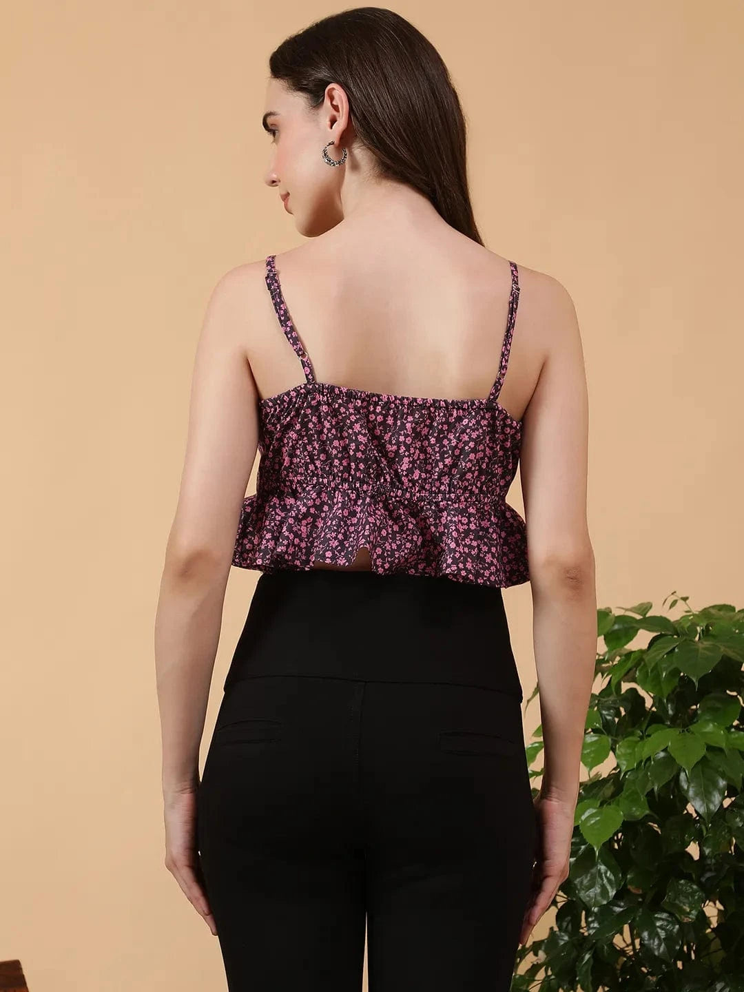 Purple Floral Print Top
