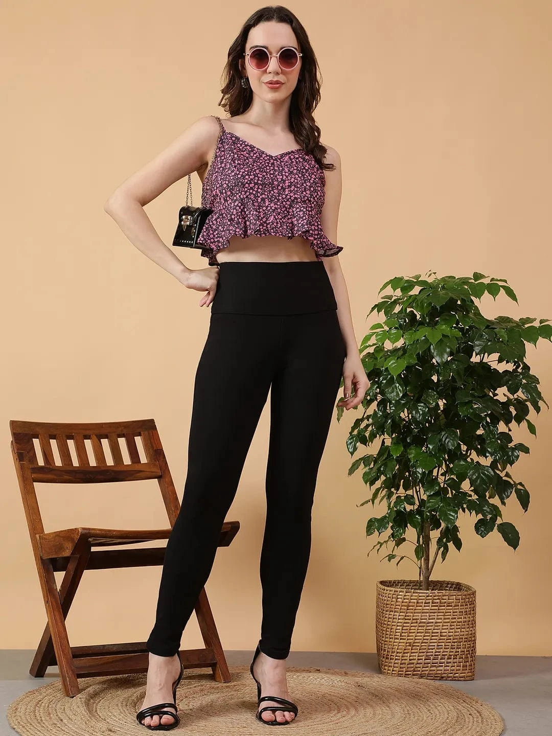 Purple Floral Print Top