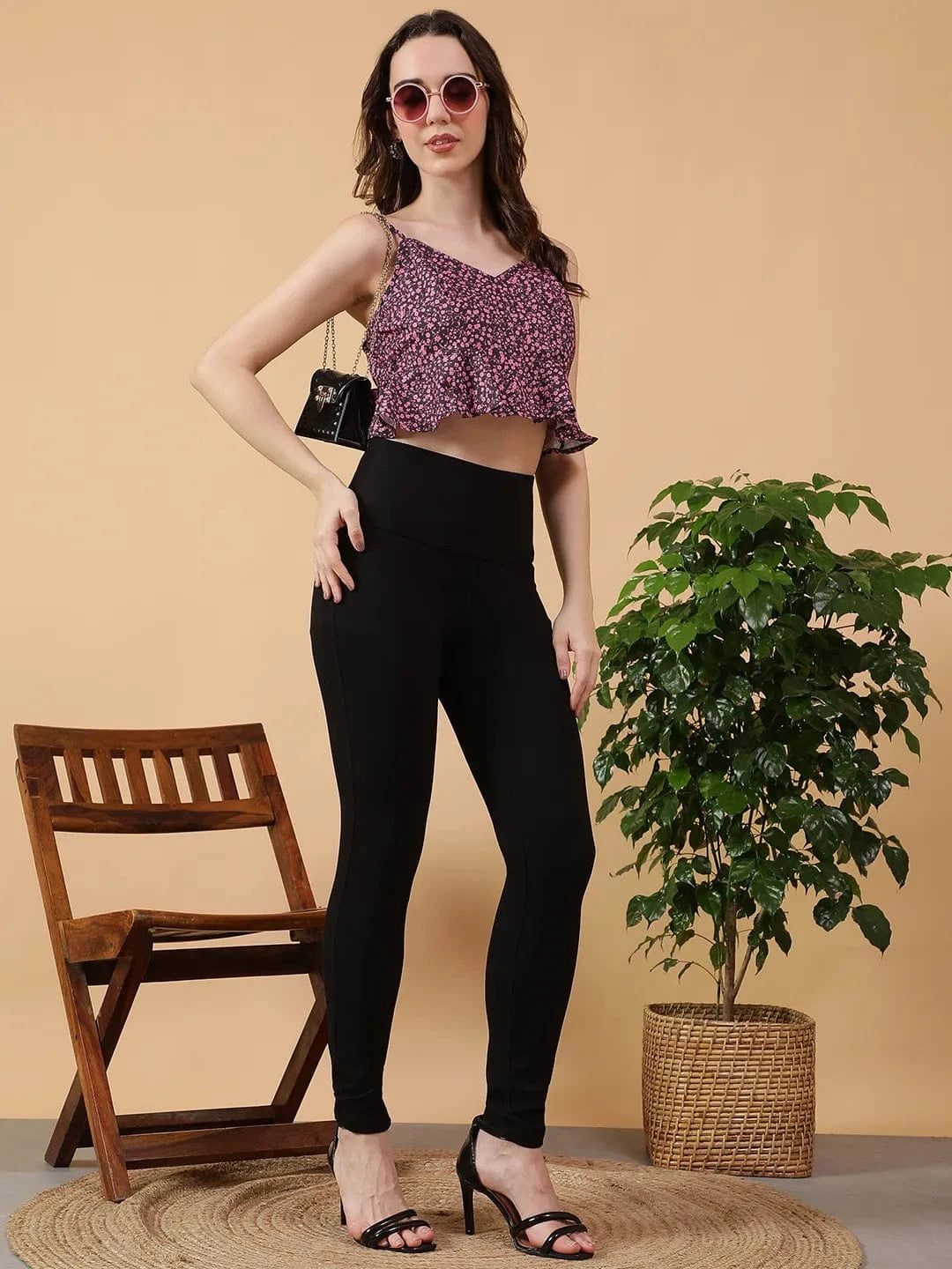 Purple Floral Print Top