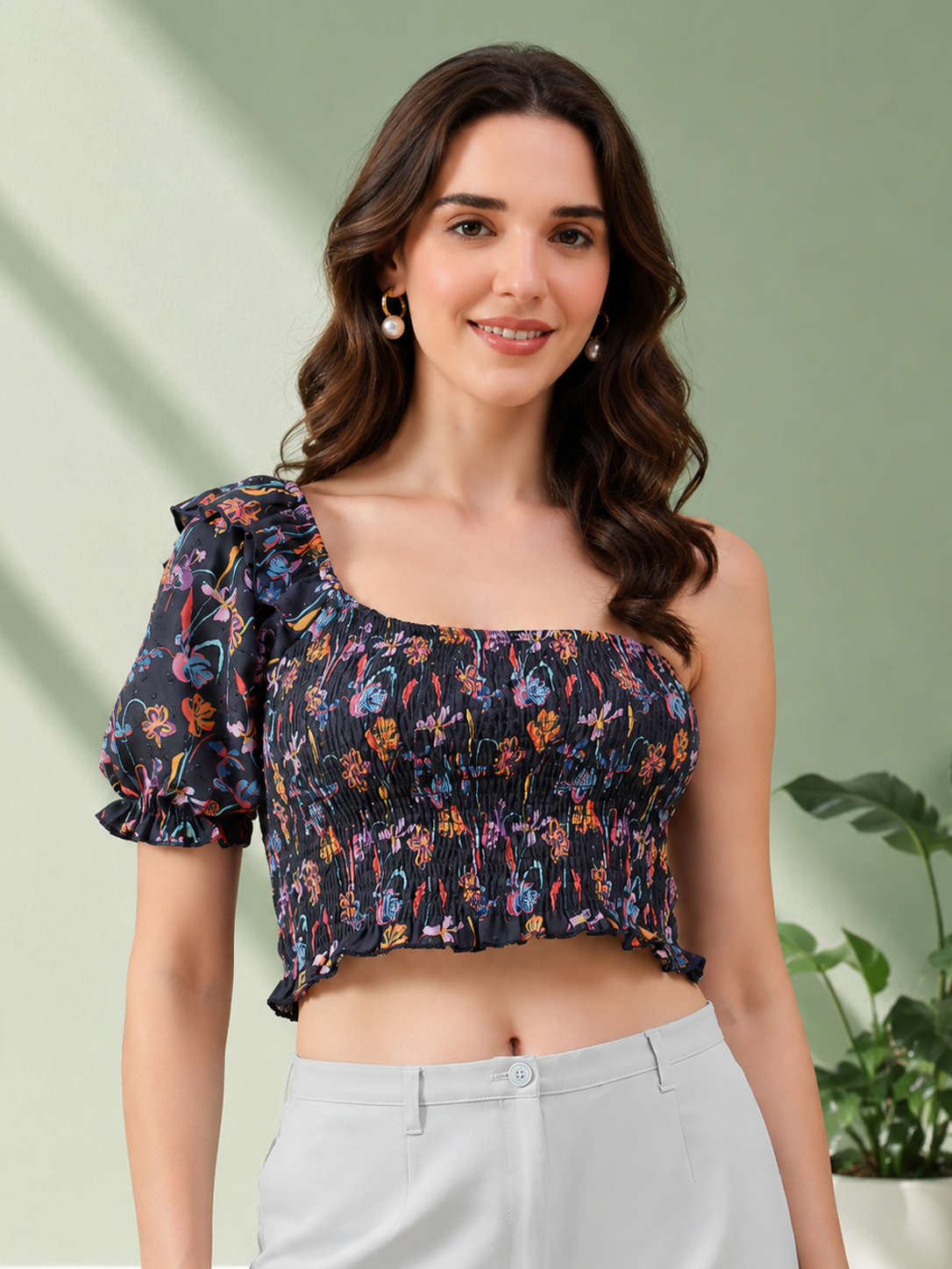 Multicolor Floral Print Crop Top